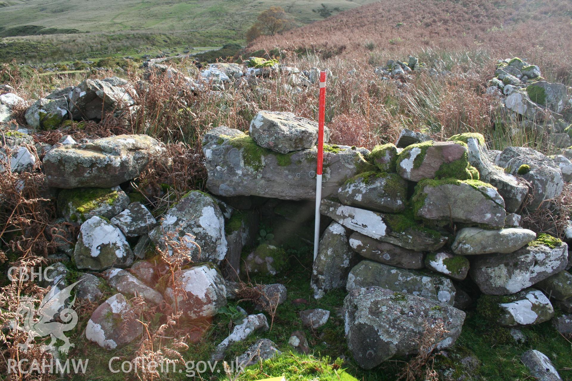 Close-up view of a sheep creep in the north-west wall; 1m scale.