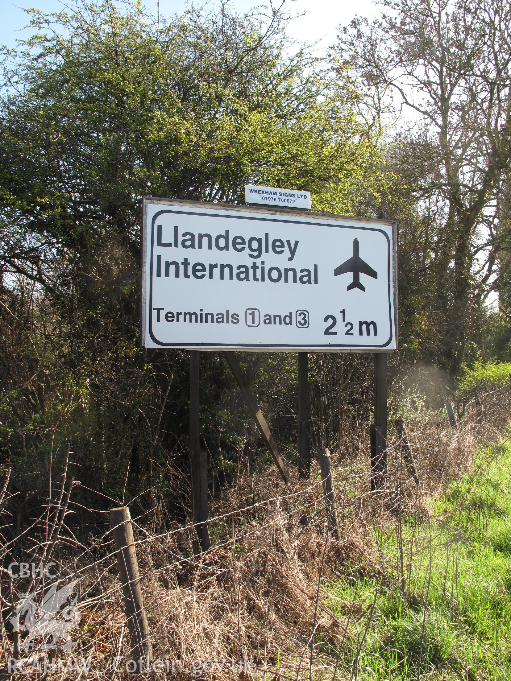 Llandegley International Airport Sign, Crossgates, from the west.