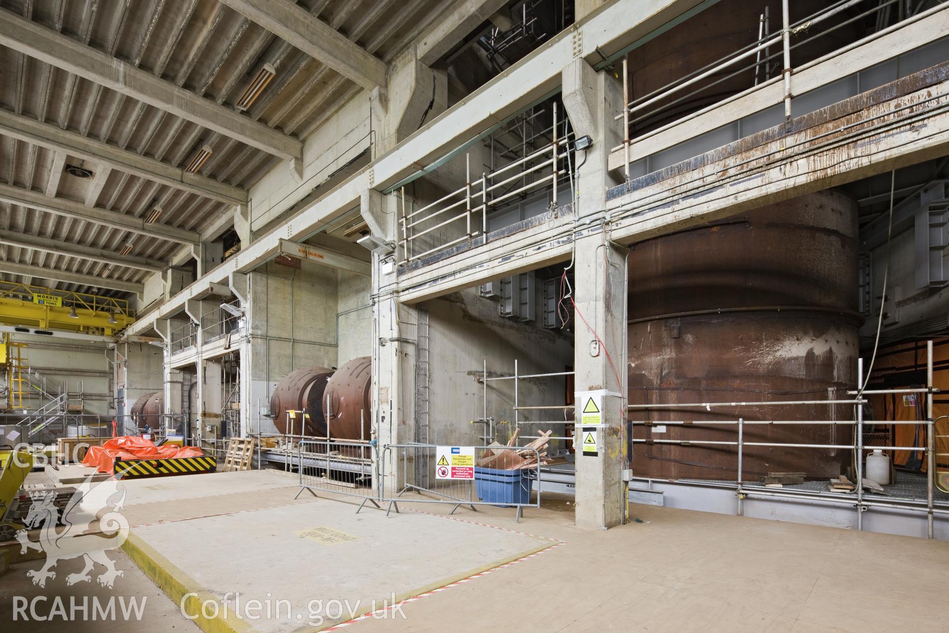 In the circ hall looking towards cut boiler sections.