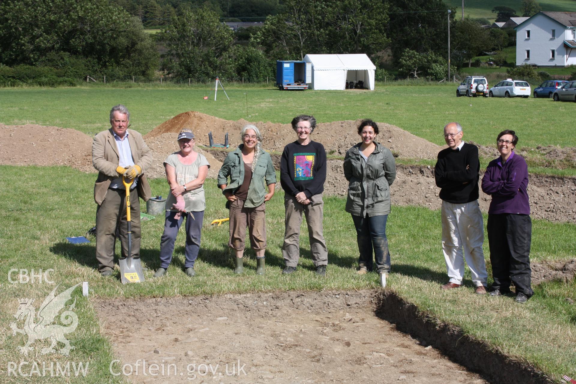 Abermagwr Roman villa; photographs of 2015 excavation season. volunteer diggers at the edge of Trench G