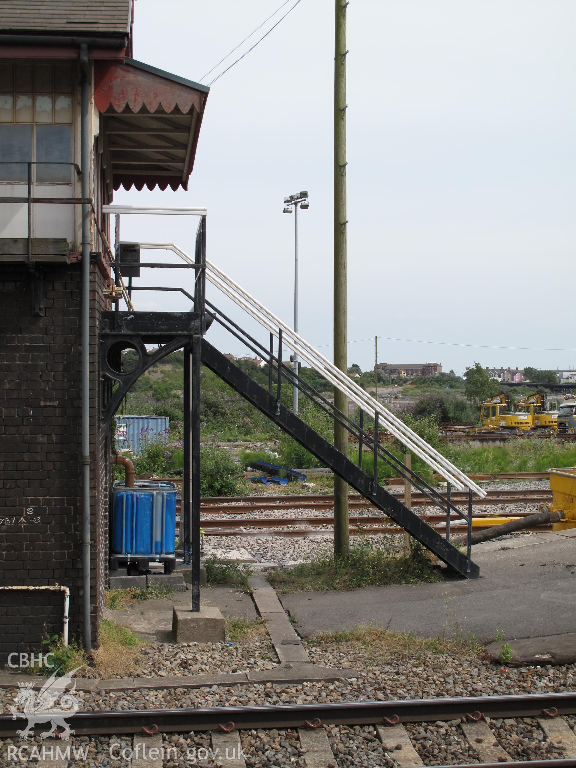 View from the northwest of the stair and verandah at Barry Station Signalbox.