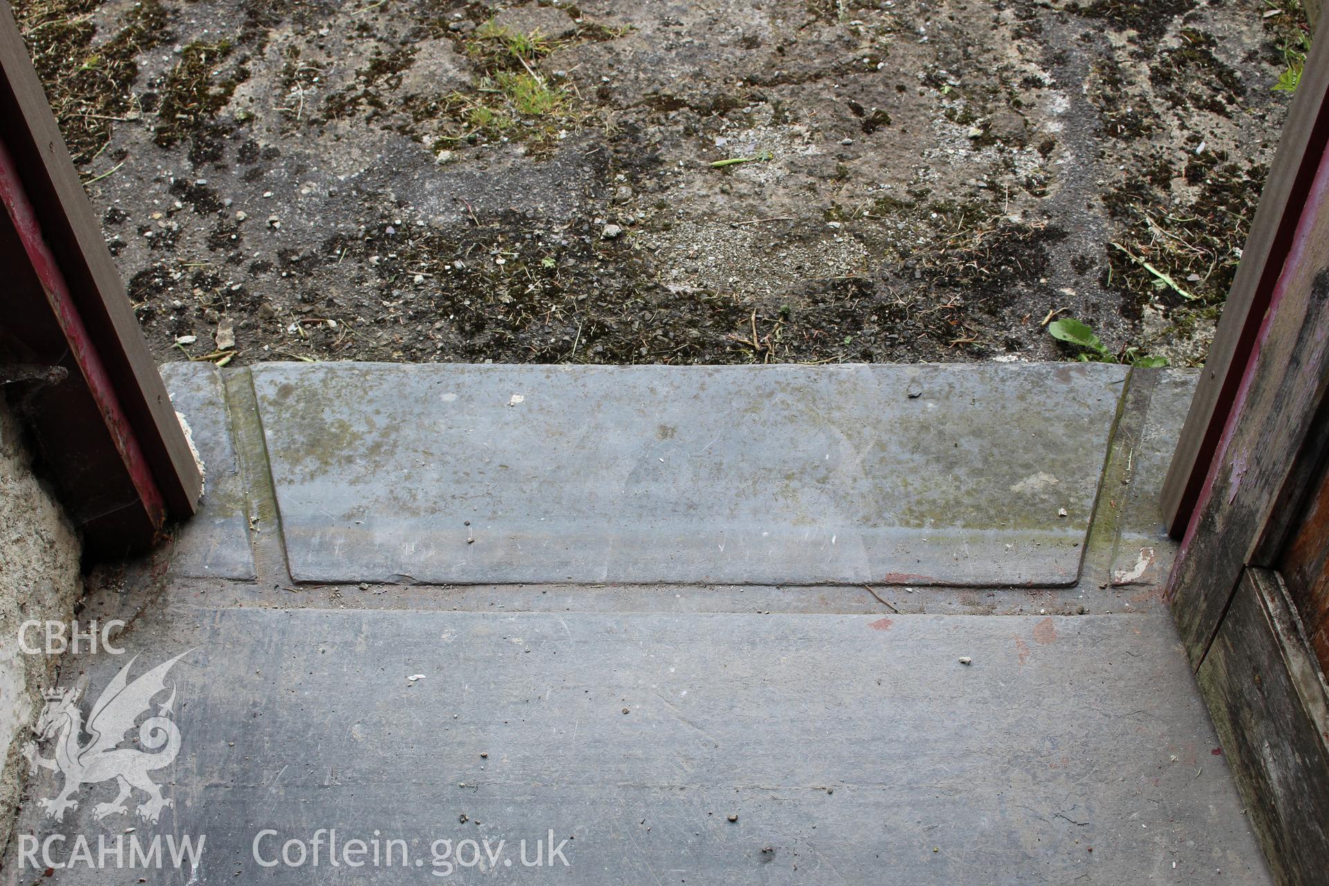Detail of drainage channel on step to west lobby