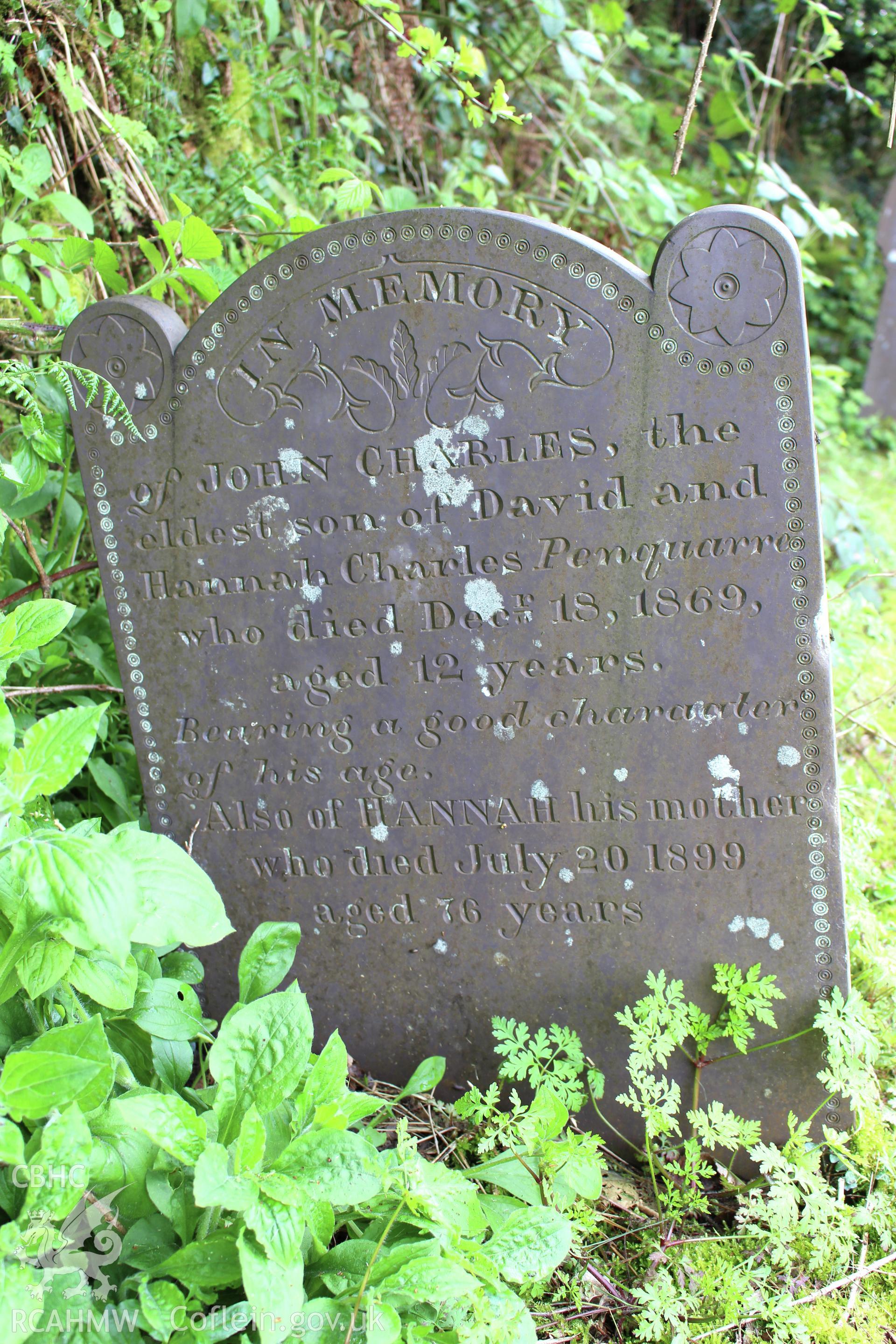 Gravestone of John & Hannah Charles