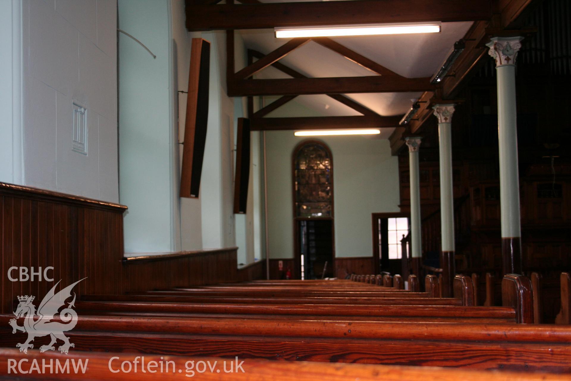 Hanbury Road baptist chapel, Bargoed, digital colour photograph showing interior, received in the course of Emergency Recording case ref no RCS2/1/2247.