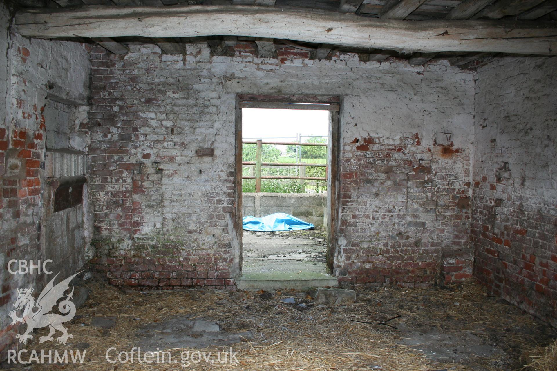 Llay Hall farm: digital photograph showing interior of main barn (no 065 on plan), received in the course of Emergency Recording case ref no RCS2/1/789.
