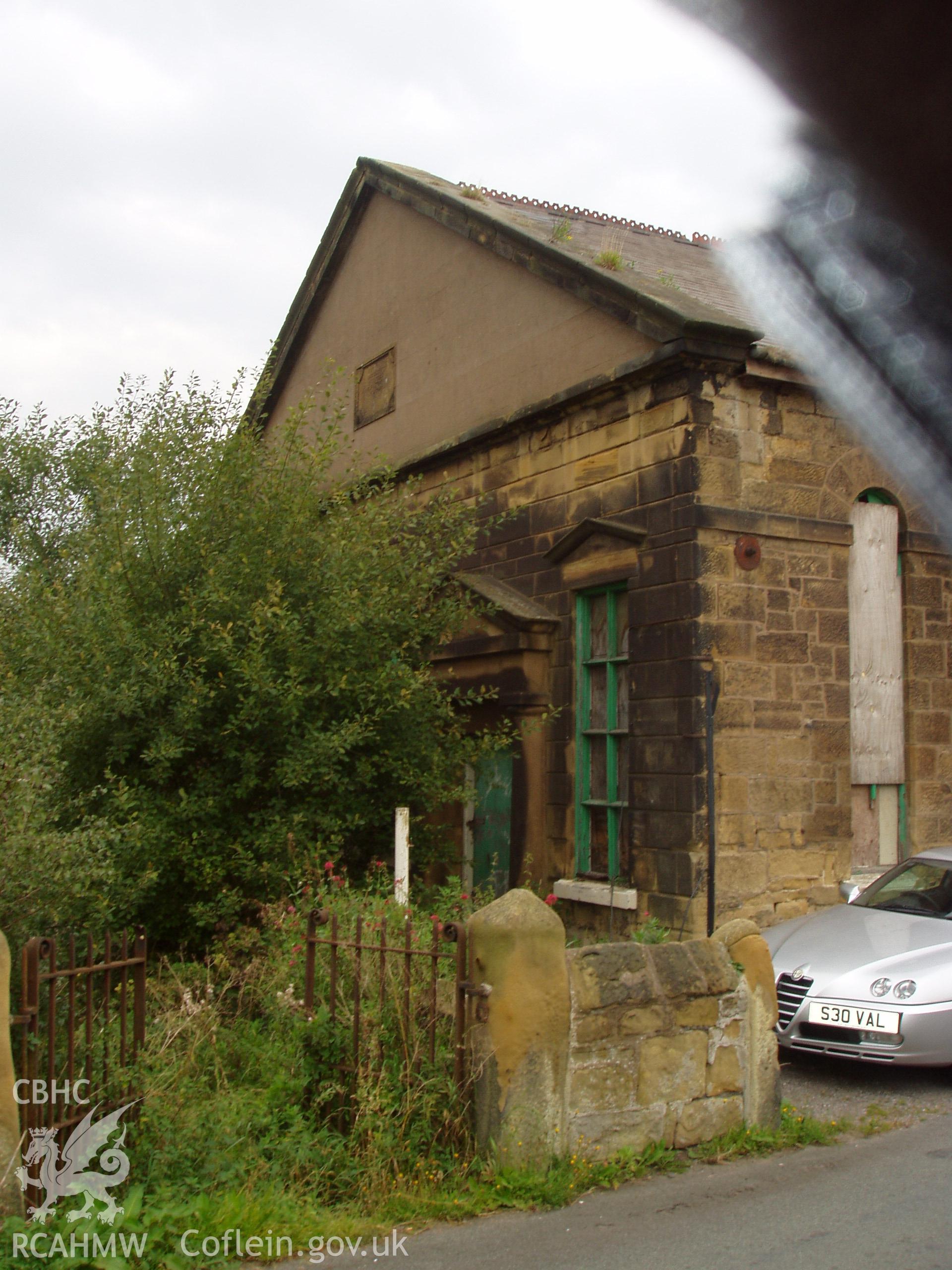 Bryn Seion Chapel, digital colour photograph showing exterior, entrance.