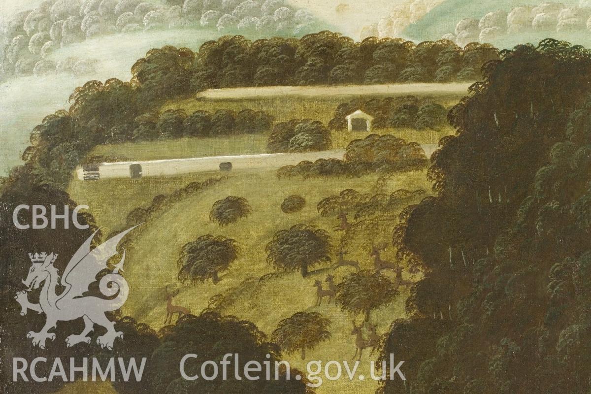 Digital colour copy of detail of painting entitled: 'Old Dynevor Castle' by unknown artist