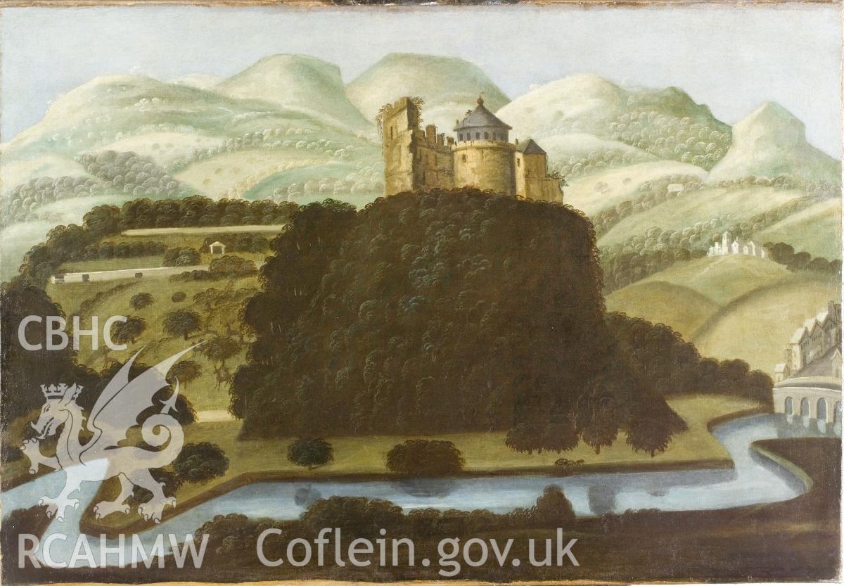 Digital colour copy of painting entitled: 'Old Dynevor Castle' by unknown artist