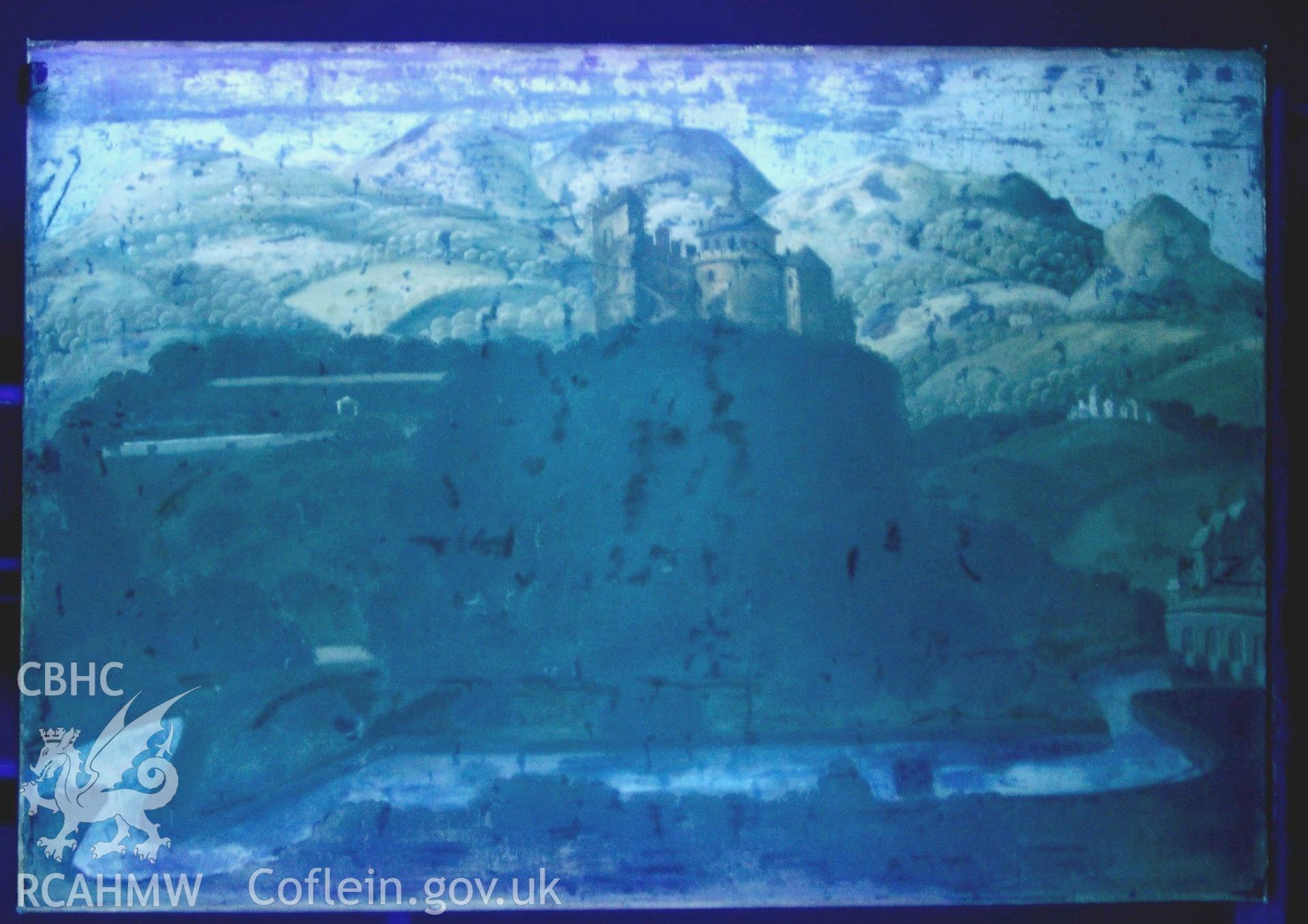 Digital colour copy of UV of painting entitled: 'Old Dynevor Castle' by unknown artist