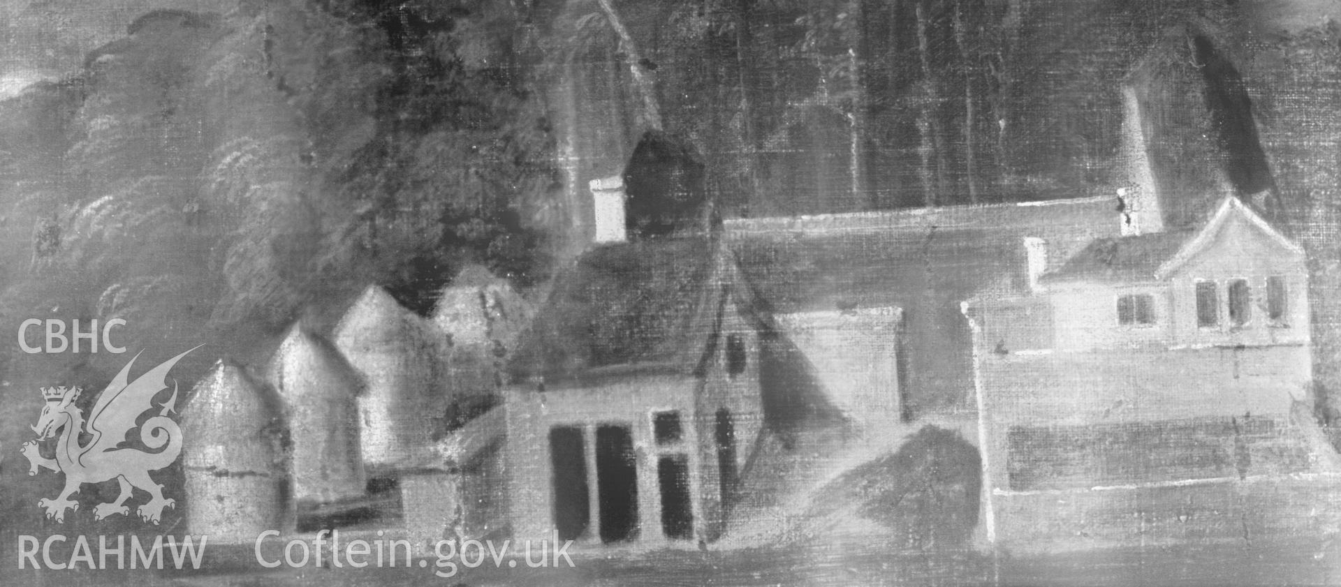 Digital copy of black & white detail of painting entitled: 'View of Newton House' by unknown artist