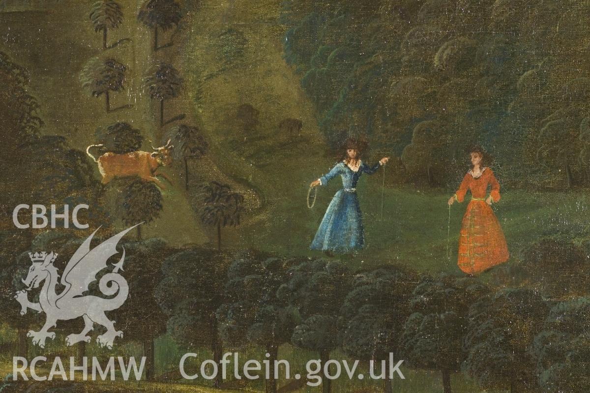 Digital colour copy of detail of painting entitled: 'Old Dynevor Castle' by unknown artist