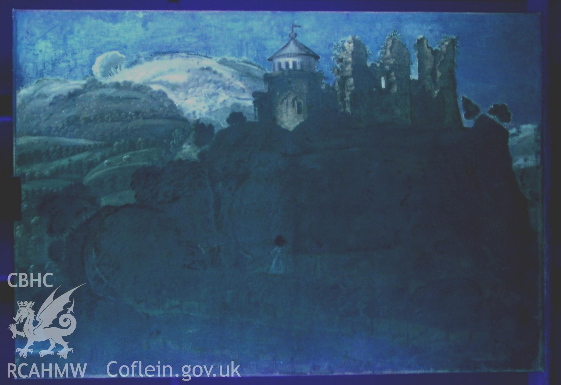 Digital colour copy of UV of painting entitled: 'Old Dynevor Castle' by unknown artist