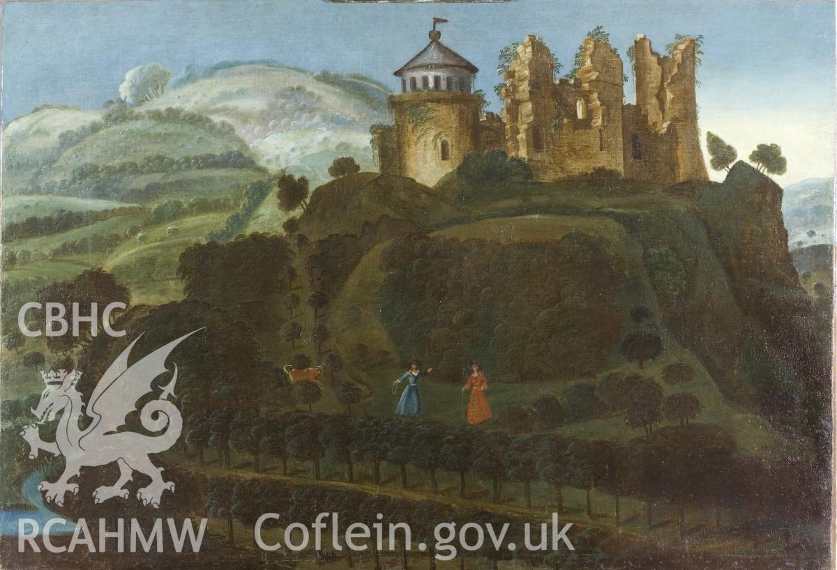 Digital colour copy of painting entitled: 'Old Dynevor Castle' by unknown artist