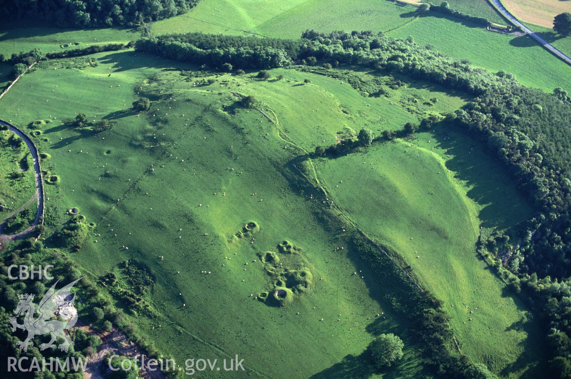 Slide of RCAHMW colour oblique aerial photograph of Gwernymynedd South Limekilns, taken by C.R. Musson, 27/6/1993.