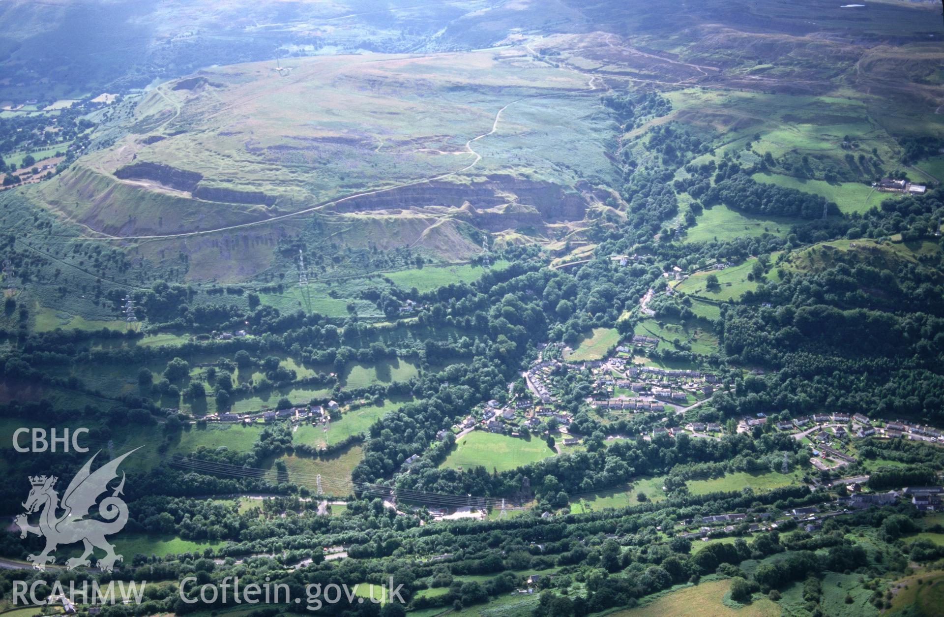 Slide of RCAHMW colour oblique aerial photograph of Clydach Vale, taken by T.G. Driver, 24/7/1999.