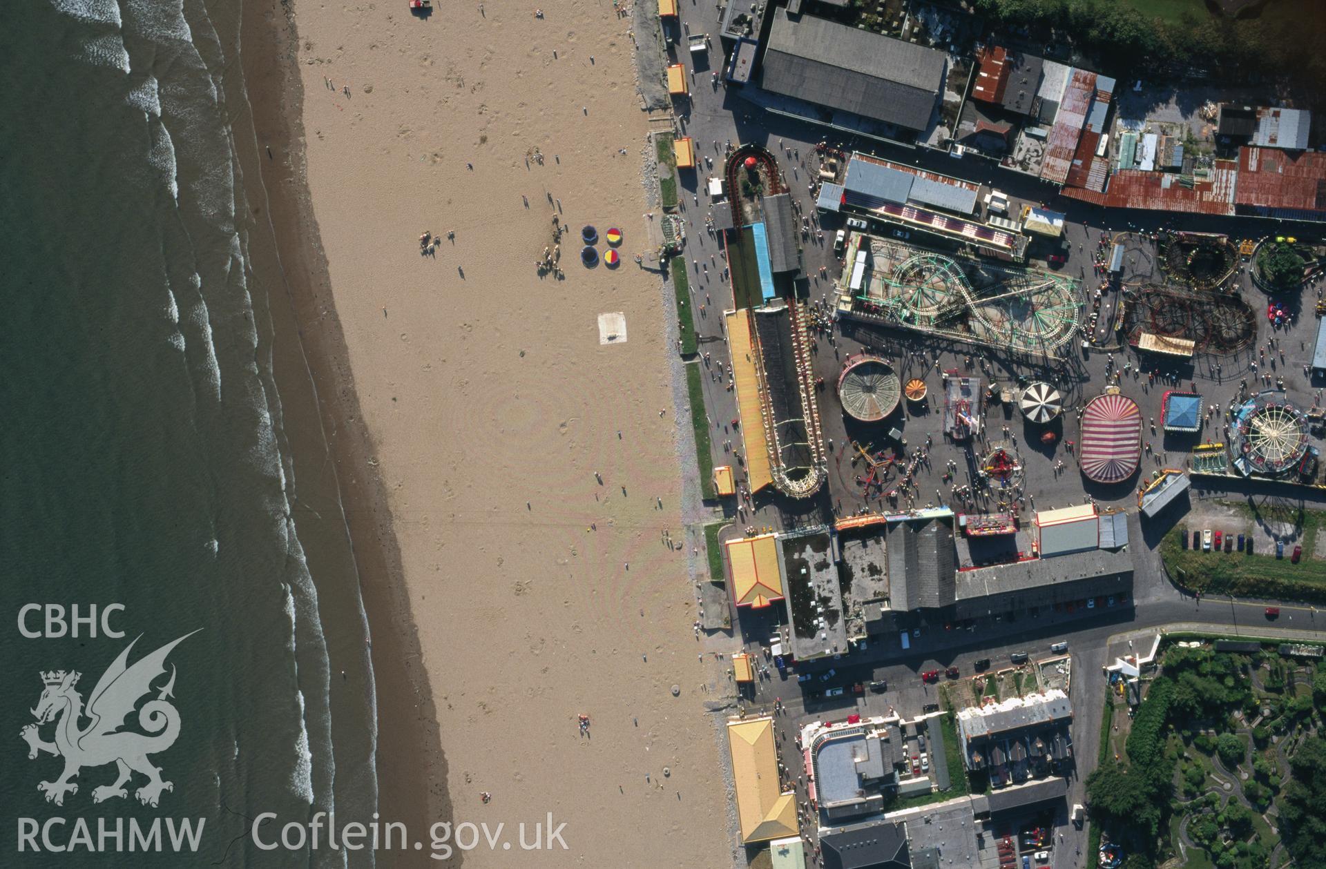 Slide of RCAHMW colour oblique aerial photograph of Sandy Bay Fun Fair, Porthcawl, taken by T.G. Driver, 5/8/1998.