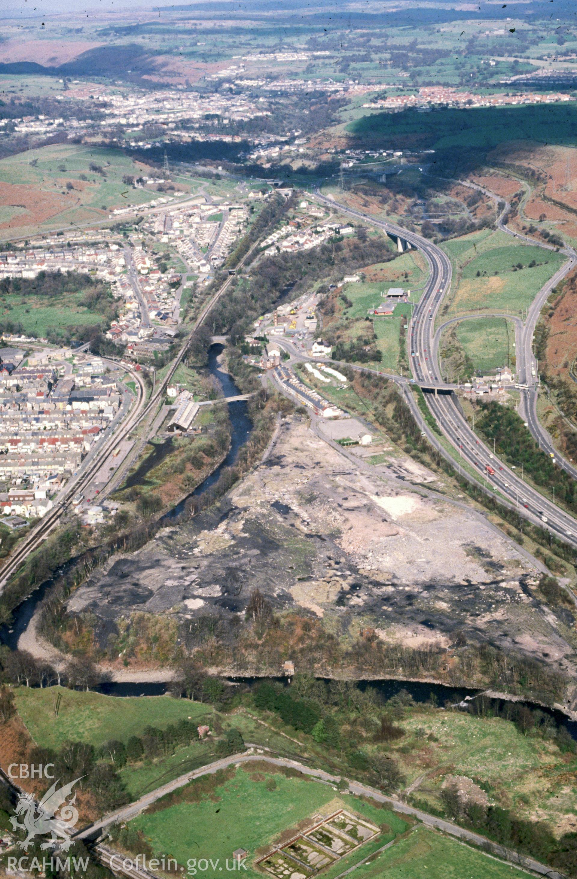 Slide of RCAHMW colour oblique aerial photograph of Abercynon Colliery, taken by C.R. Musson, 26/3/1990.