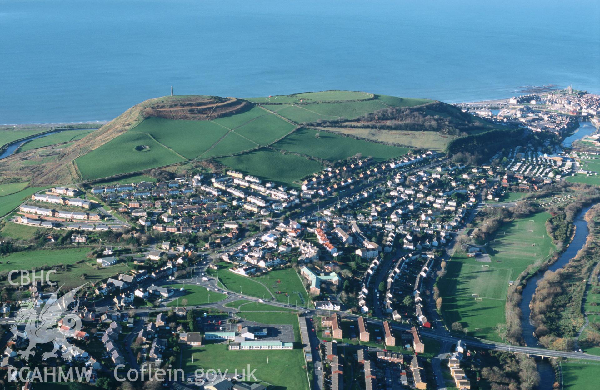 Slide of RCAHMW colour oblique aerial photograph of Aberystwyth Penparcau, taken by T.G. Driver, 10/12/2001.
