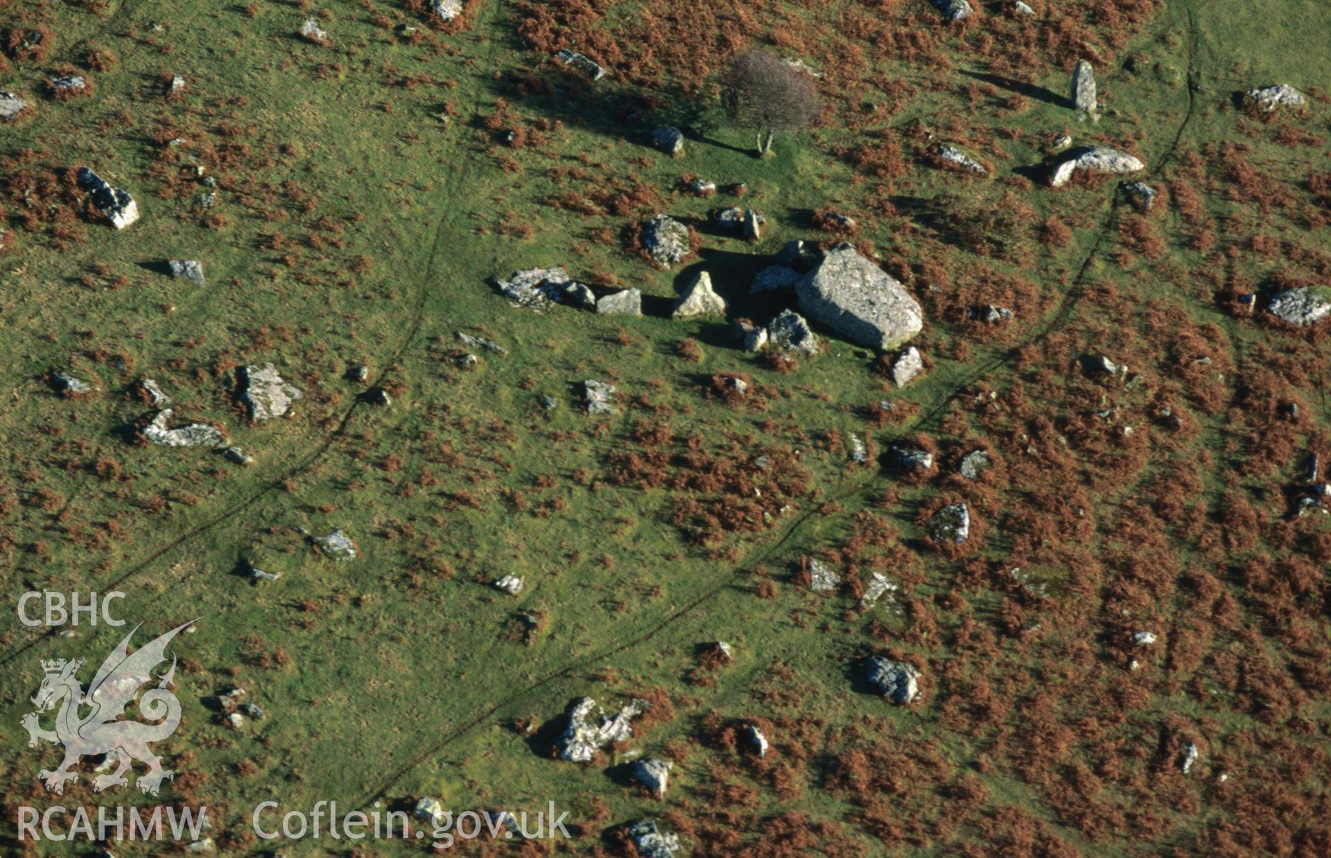 Slide of RCAHMW colour oblique aerial photograph of Carn Turne;garn Turne;"old Coldstone", taken by C.R. Musson, 7/2/1997.