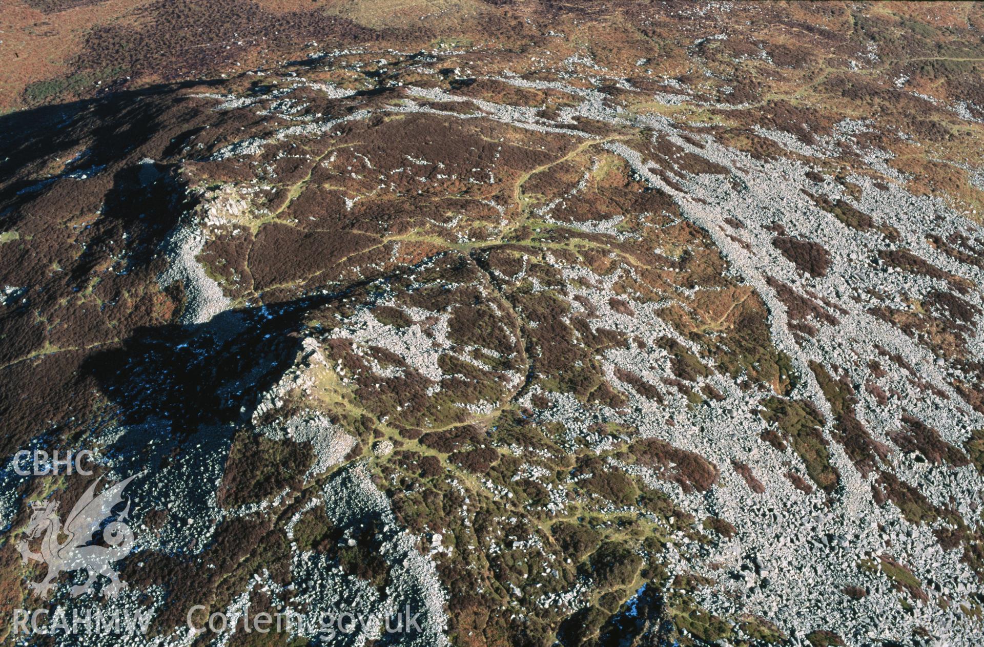 RCAHMW colour slide oblique aerial photograph of Carn Ingli Camp, Newport, taken by C.R.Musson on the 27/02/1996