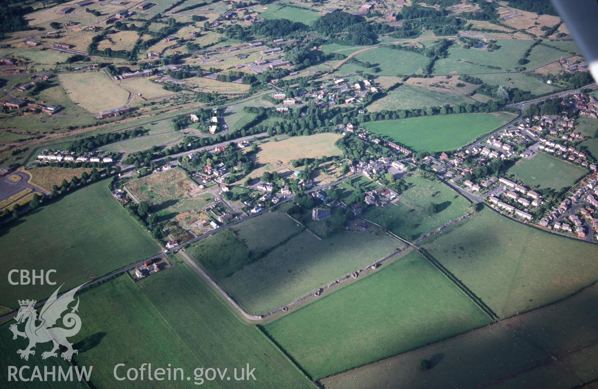 Slide of RCAHMW colour oblique aerial photograph of Caerwent, taken by T.G. Driver, 22/7/1999.