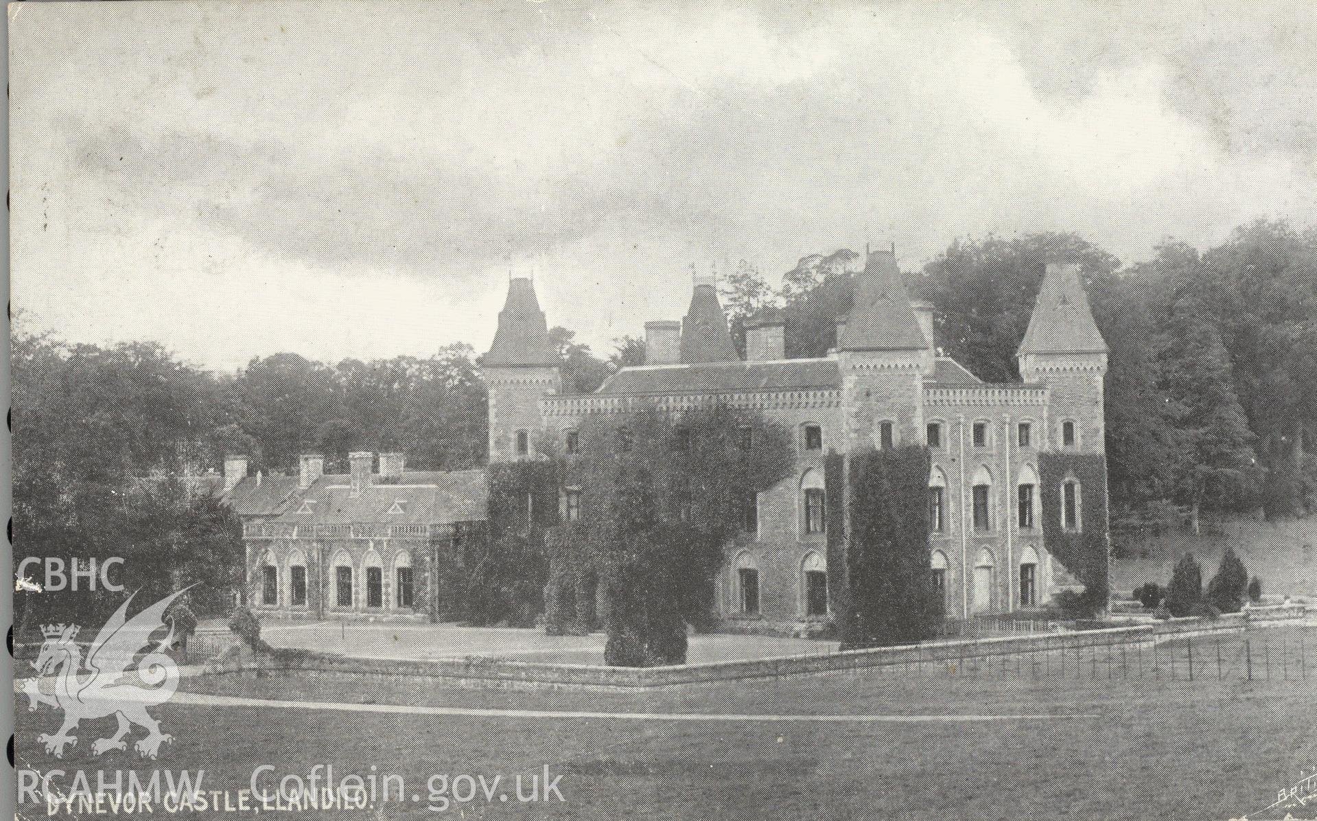 Digitised postcard image of Newton House, Llandeilo, Williams Llandeilo. Produced by Parks and Gardens Data Services, from an original item in the Peter Davis Collection at Parks and Gardens UK. We hold only web-resolution images of this collection, suitable for viewing on screen and for research purposes only. We do not hold the original images, or publication quality scans.