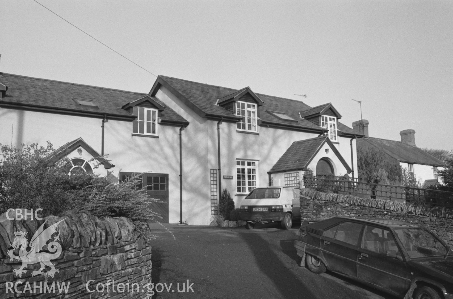 Ebenezer Chapel, Bontgoch, Cardiganshire; B&W photo taken by David Percival, dated 29th November 1996.  Negative held.
