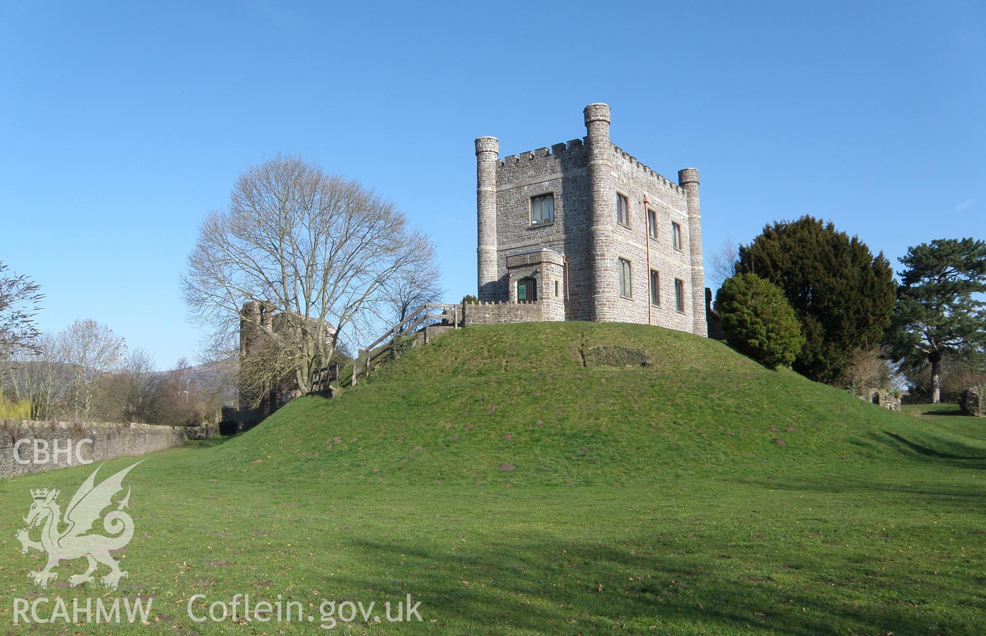 Colour photo of Abergavenny Castle, taken by Paul R. Davis, 19th March 2011.