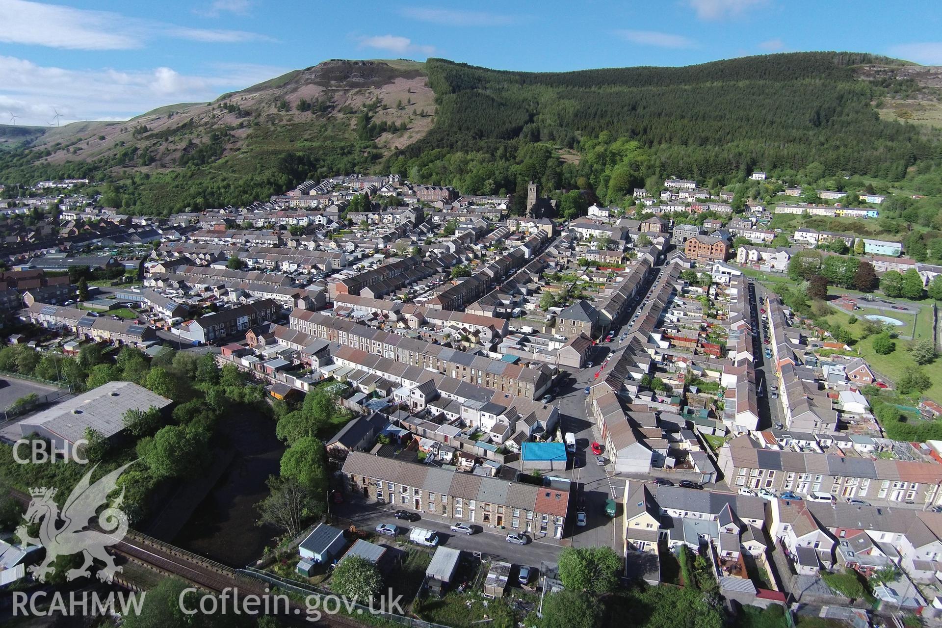 Colour aerial photo showing Pentre, taken by Paul R. Davis,  24th May 2015.