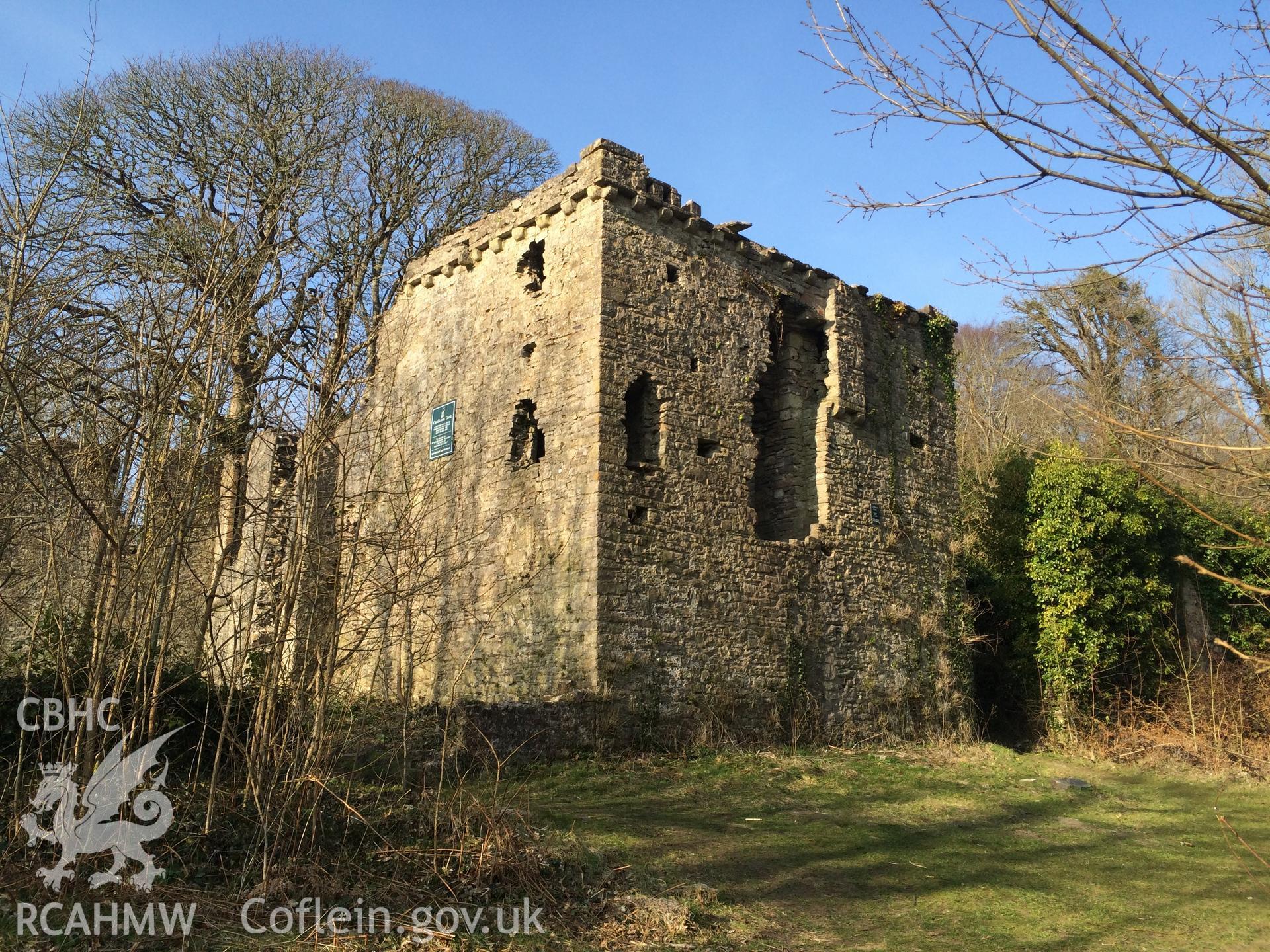 Colour photo showing Candleston Castle, produced by  Paul R. Davis,  13th March 2016.