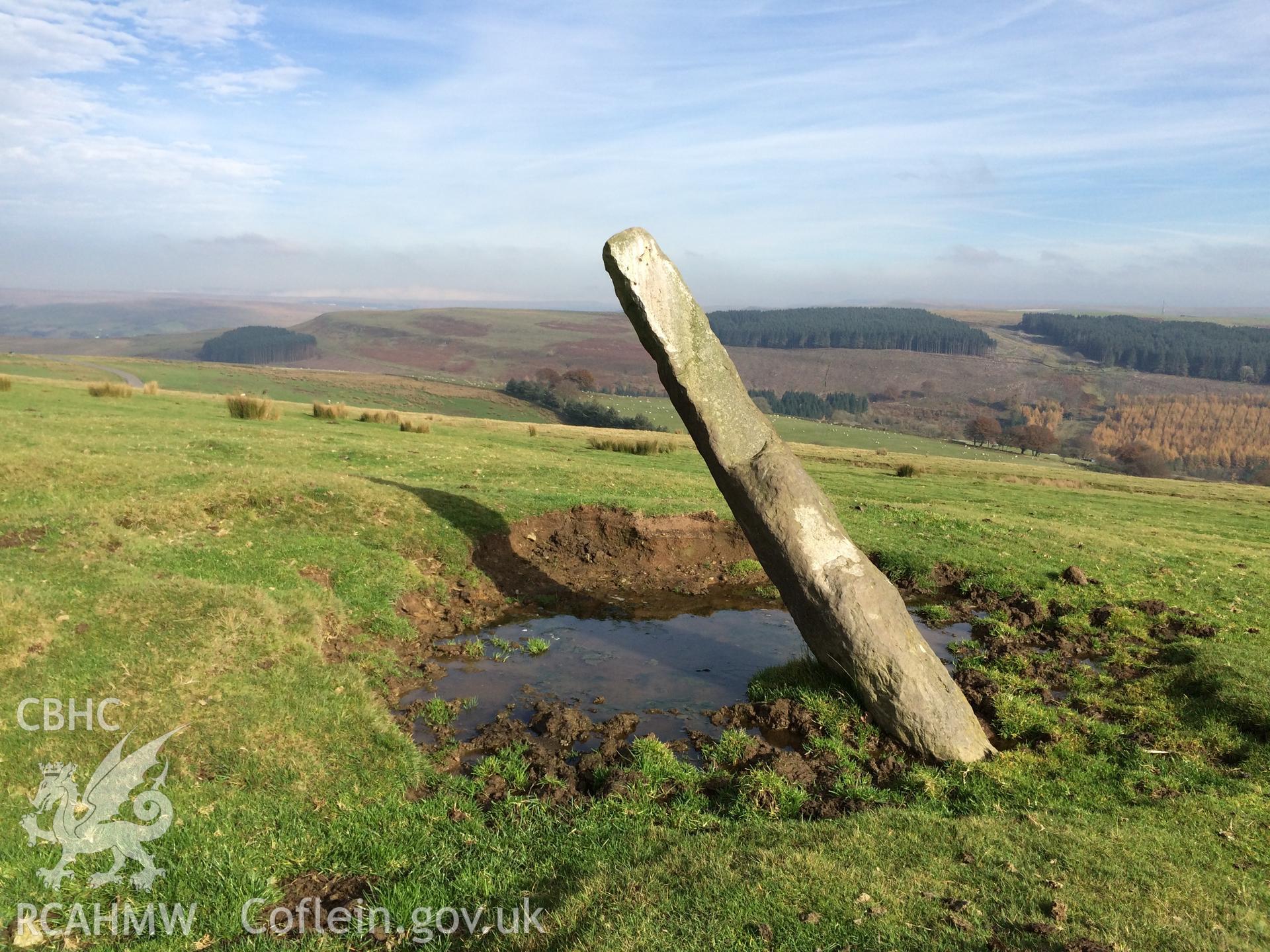 Colour photo of Cefn Gelli-Gaer Inscribed Stone, taken by Paul R. Davis and dated 31st October 2015.