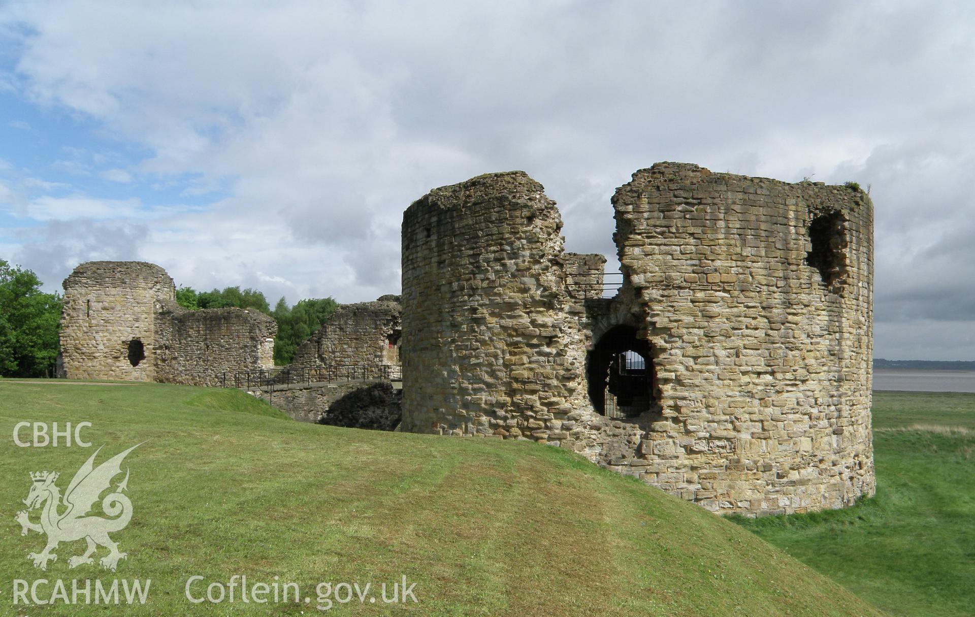 Colour photo showing Flint Castle, produced by Paul R. Davis, 9th May 2014.