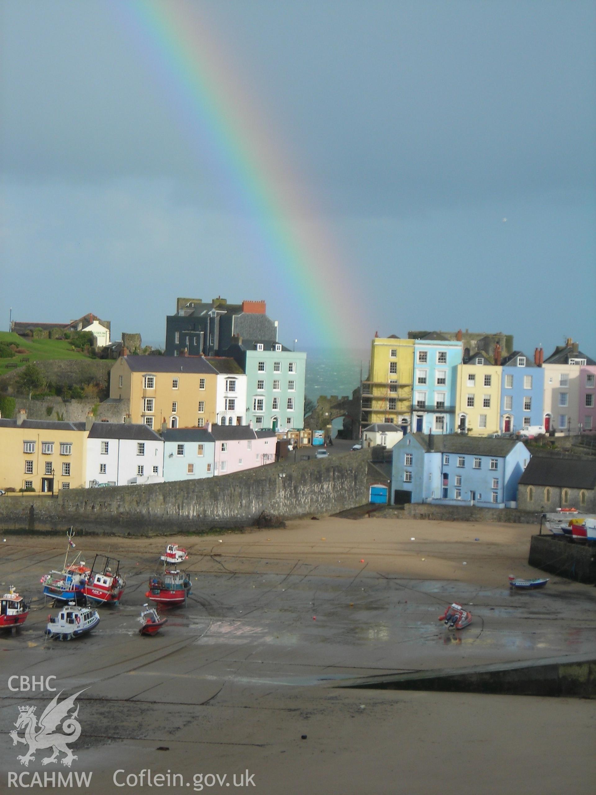 Colour digital photograph of Tenby harbour.