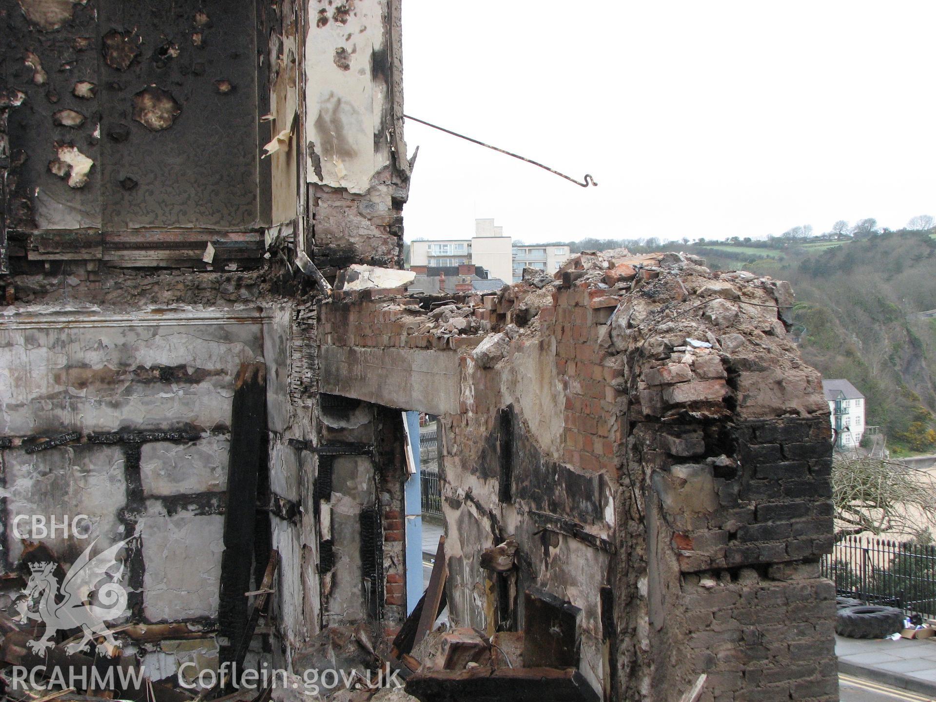 Colour digital photograph showing the remains of the Royal Gatehouse Hotel.