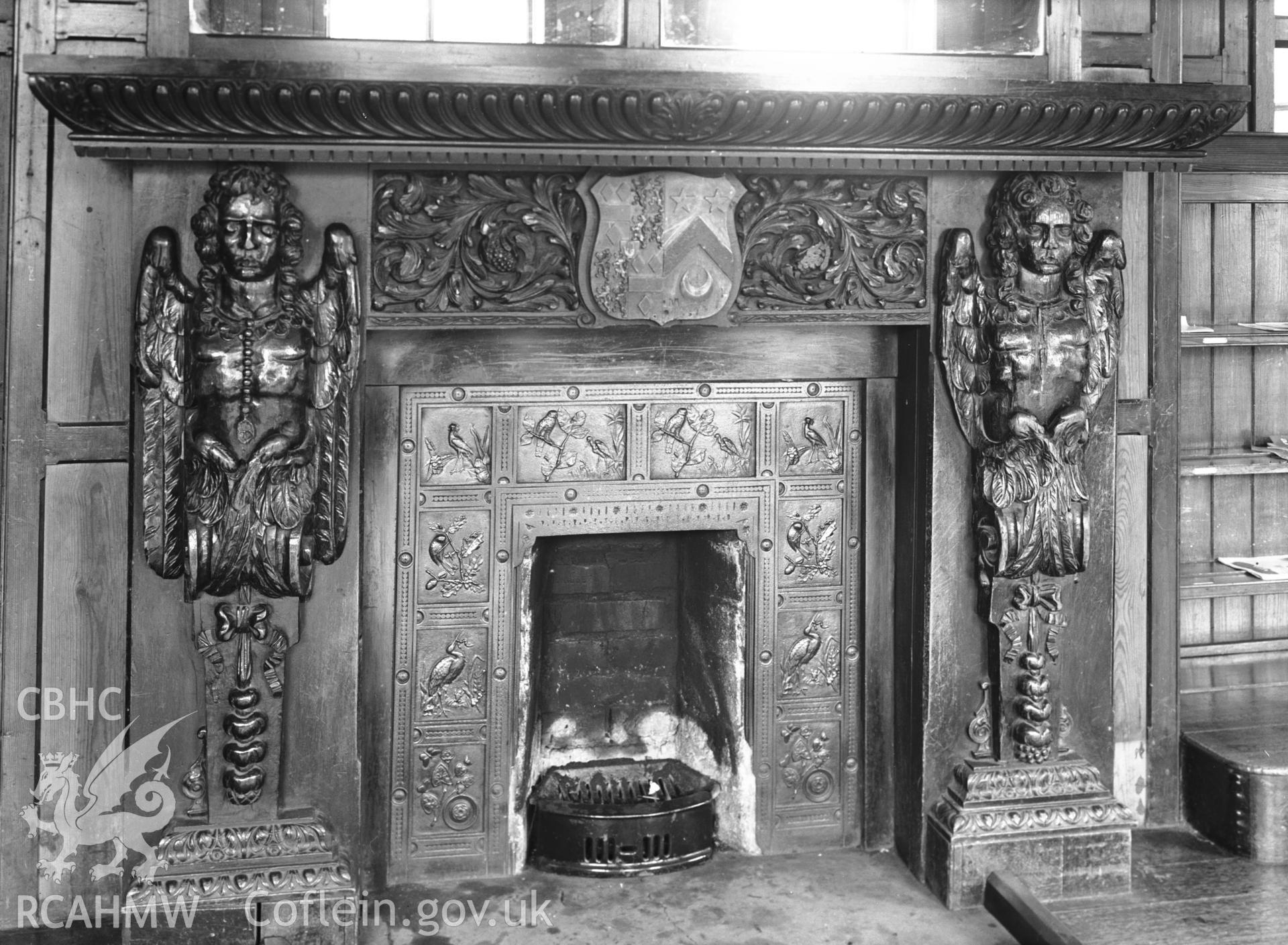 Interior view showing fireplace in north-west room.