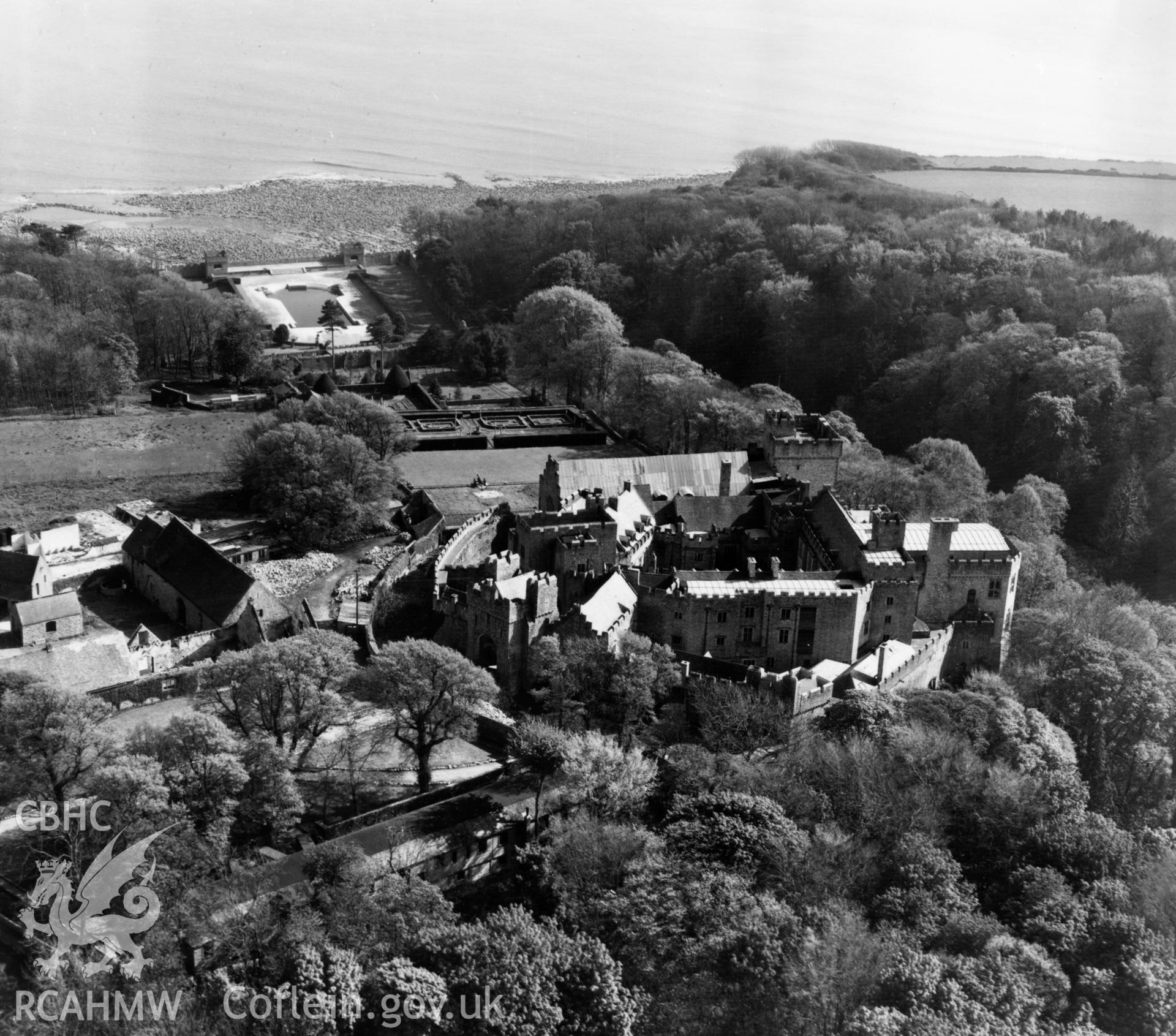 View of St Donat's Castle. Oblique aerial photograph, 5?" cut roll film.