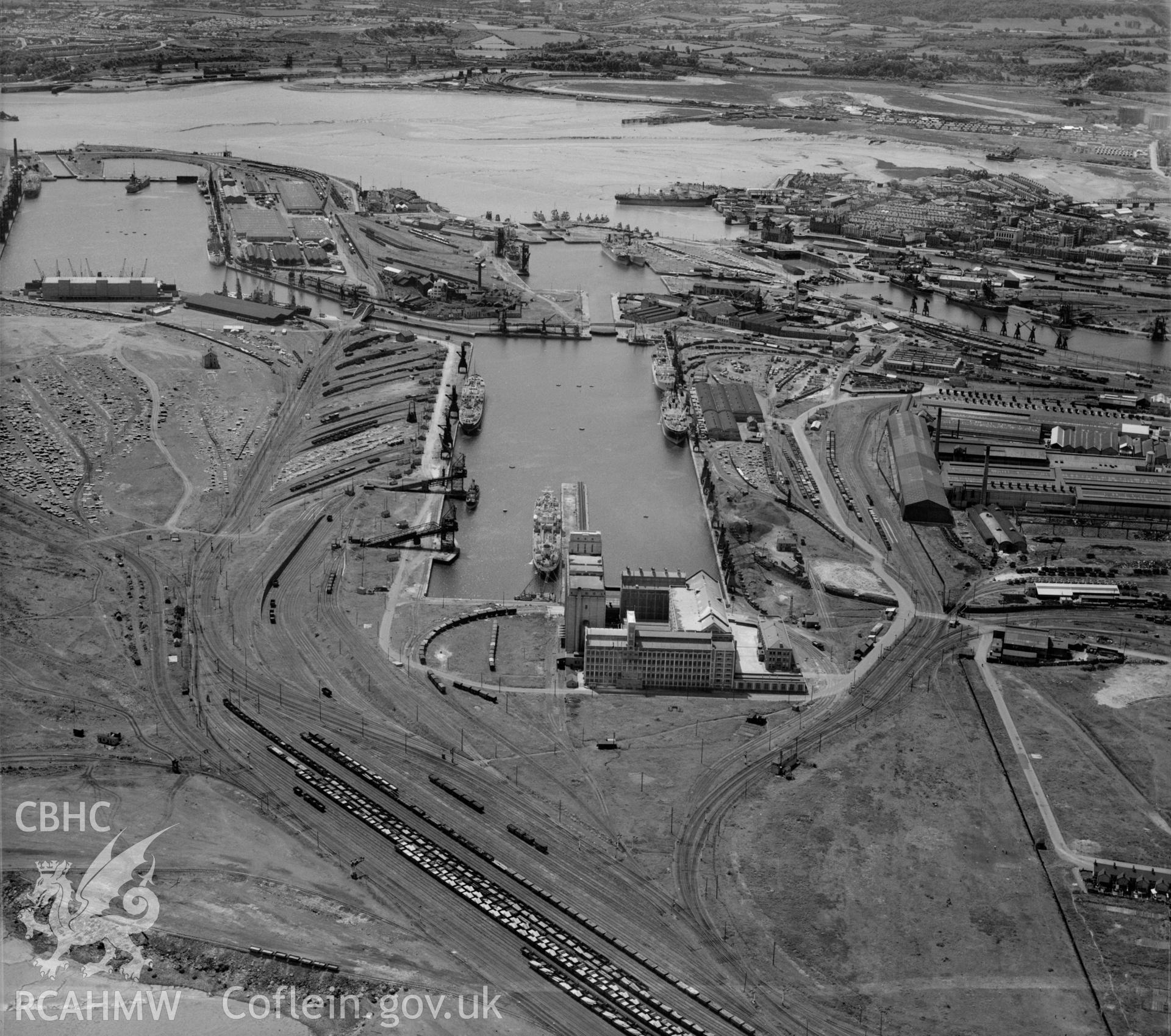 View of Cardiff showing docks