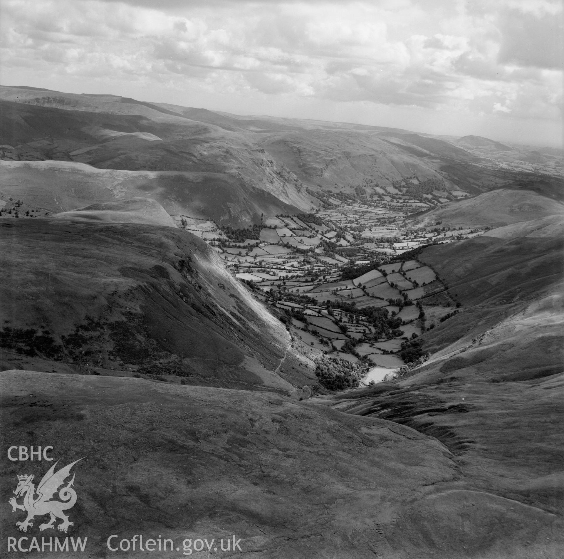 Landscape view of Llangynog valley looking east