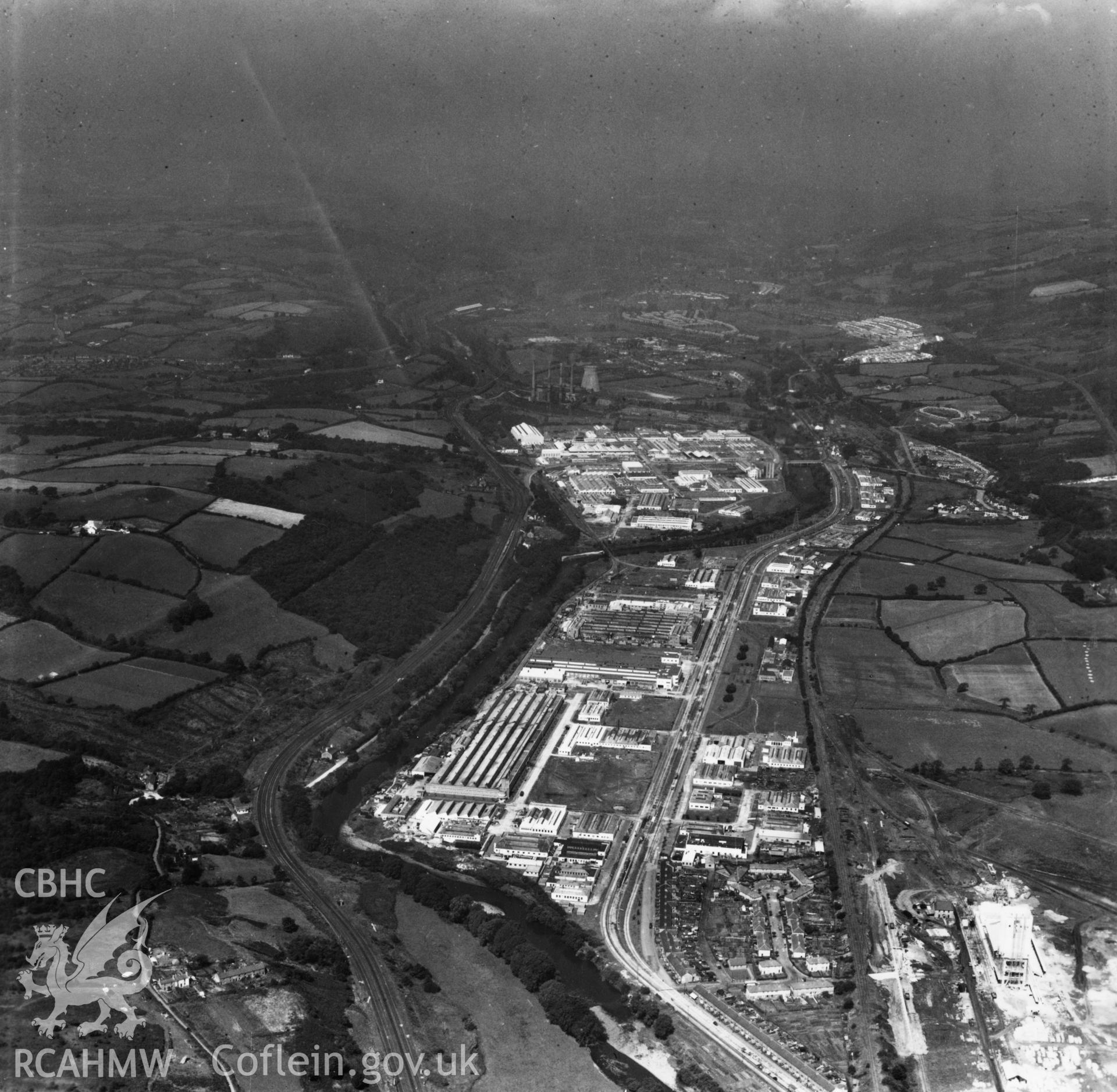 General view of Treforest Trading Estate. Oblique aerial photograph, 5?" cut roll film.