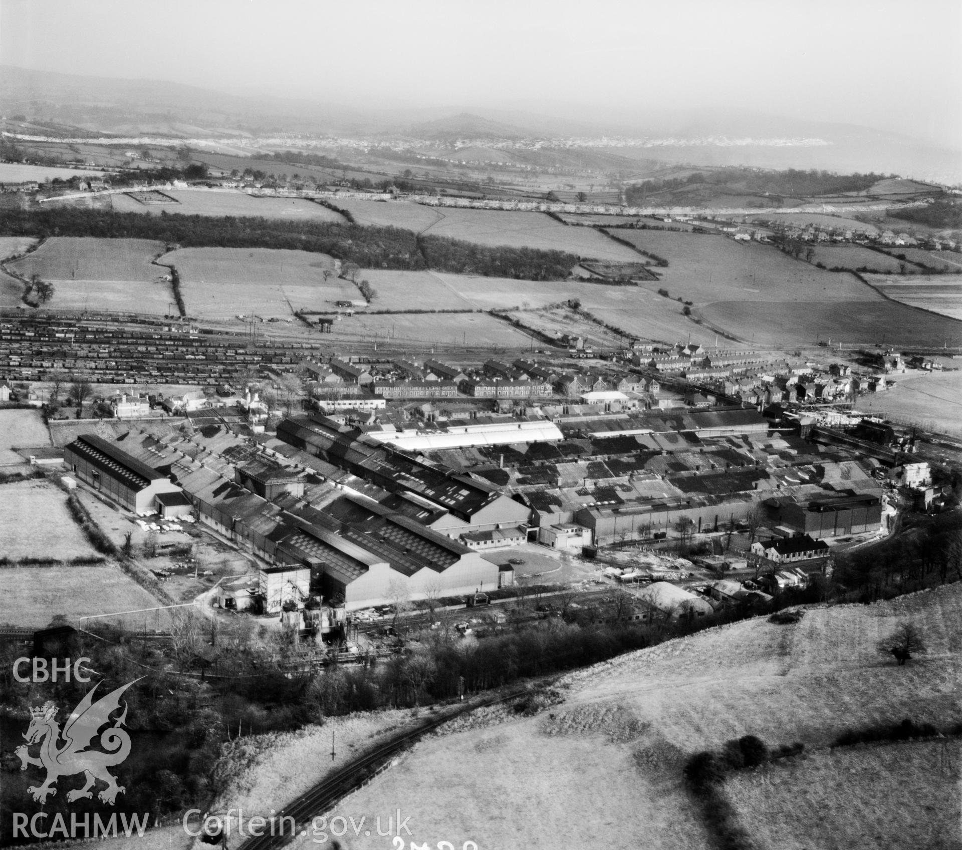 View of Northern Aluminium Company works, Rogerstone, showing camoflaged roofs