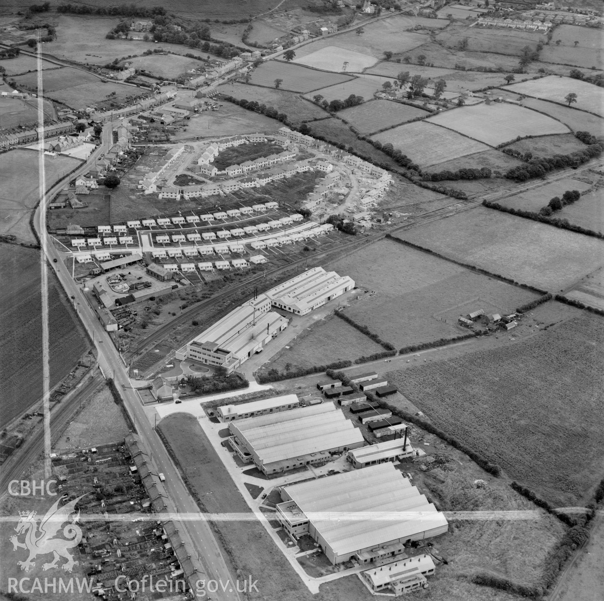 View of factories and housing near Talbot Green, including temporary prefab housing