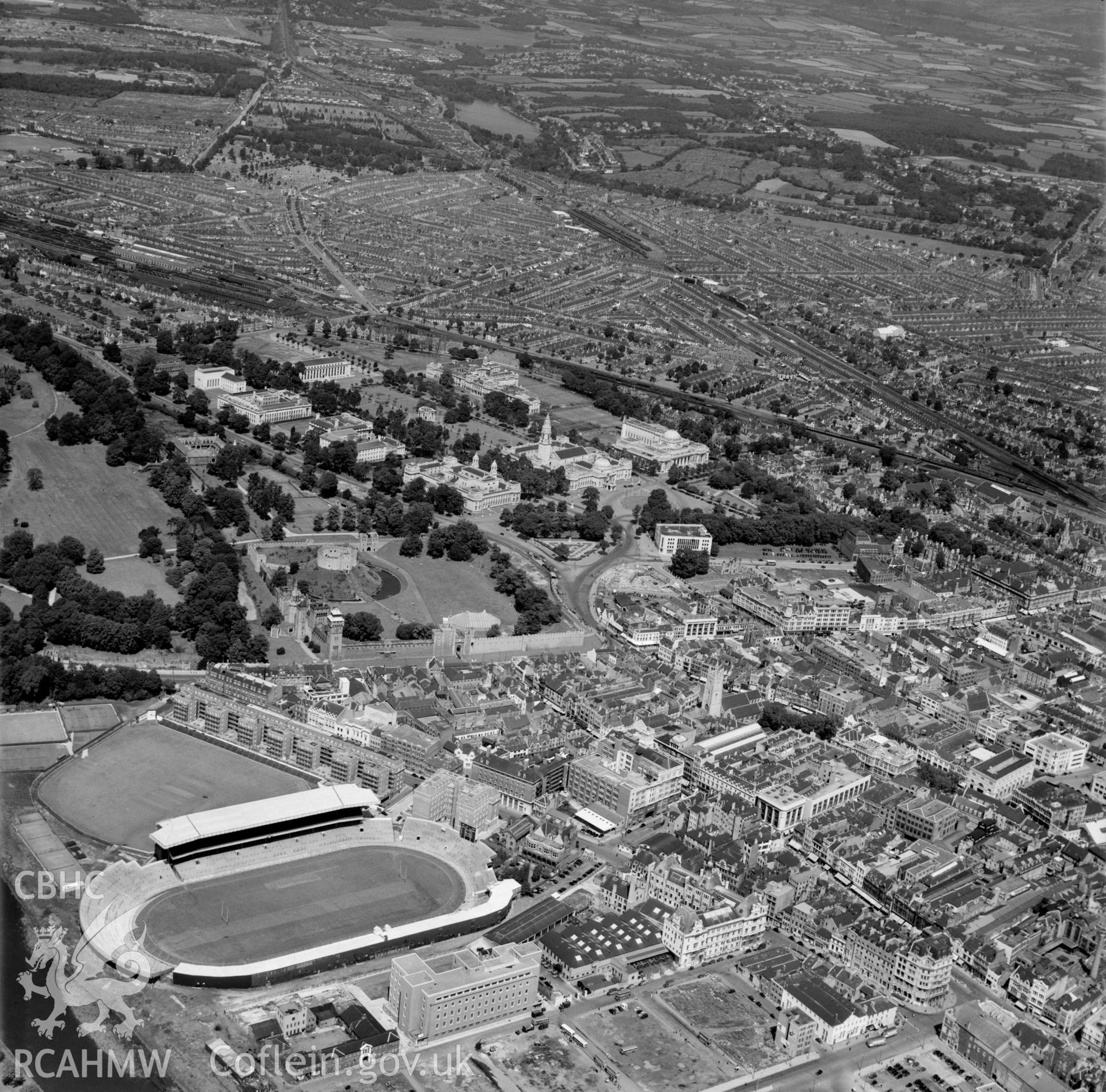 General view of Cardiff showing Arms Park