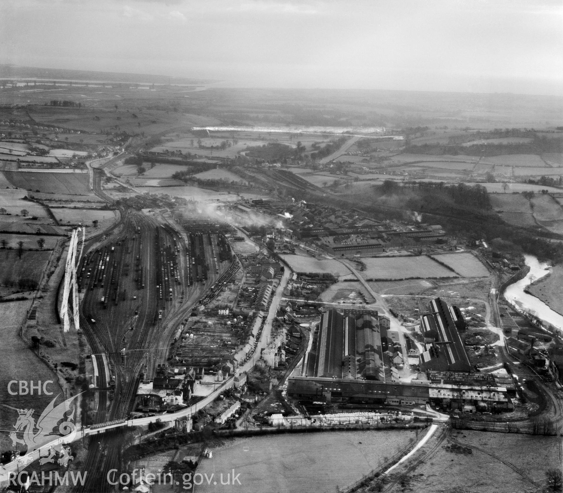 View of Northern Aluminium Company works, Rogerstone, showing camoflaged roofs