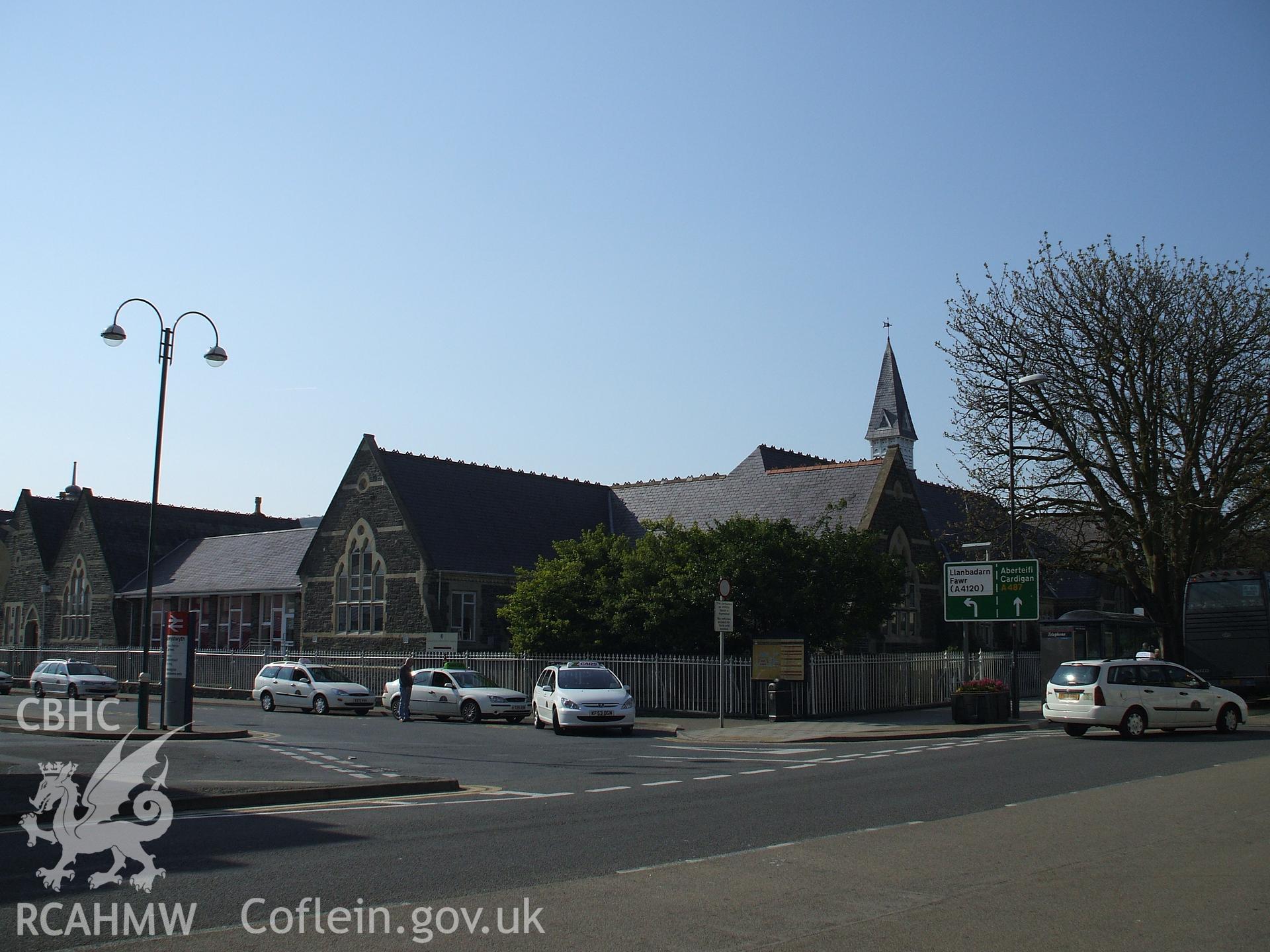 Colour digital photograph showing the exterior of the Welsh Board school, Alexandra Road, Aberystwyth.