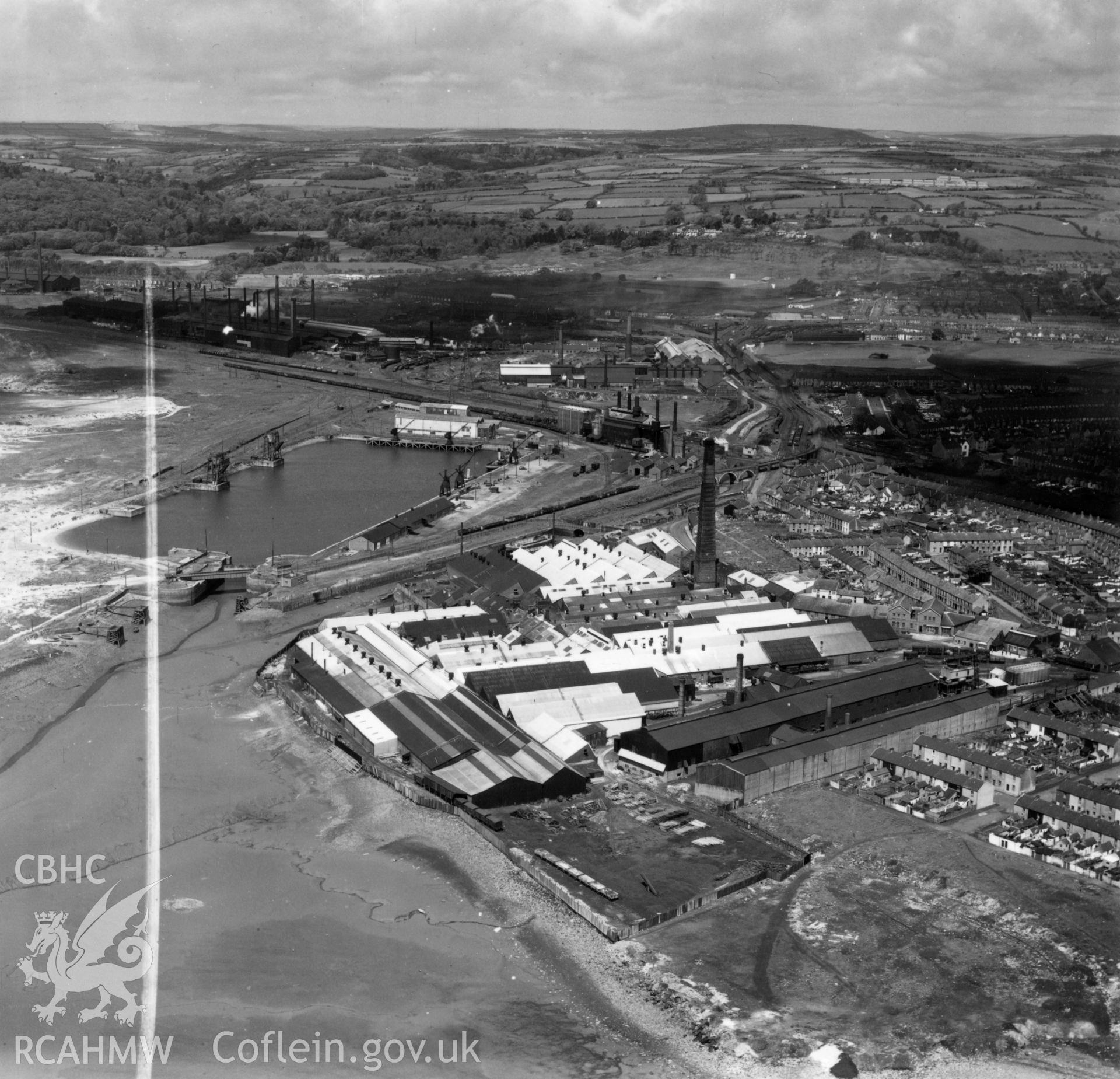 View of the Welsh Tin Plate & Metal Stamping Co. Ltd., Llanelli. Oblique aerial photograph, 5?" cut roll film.