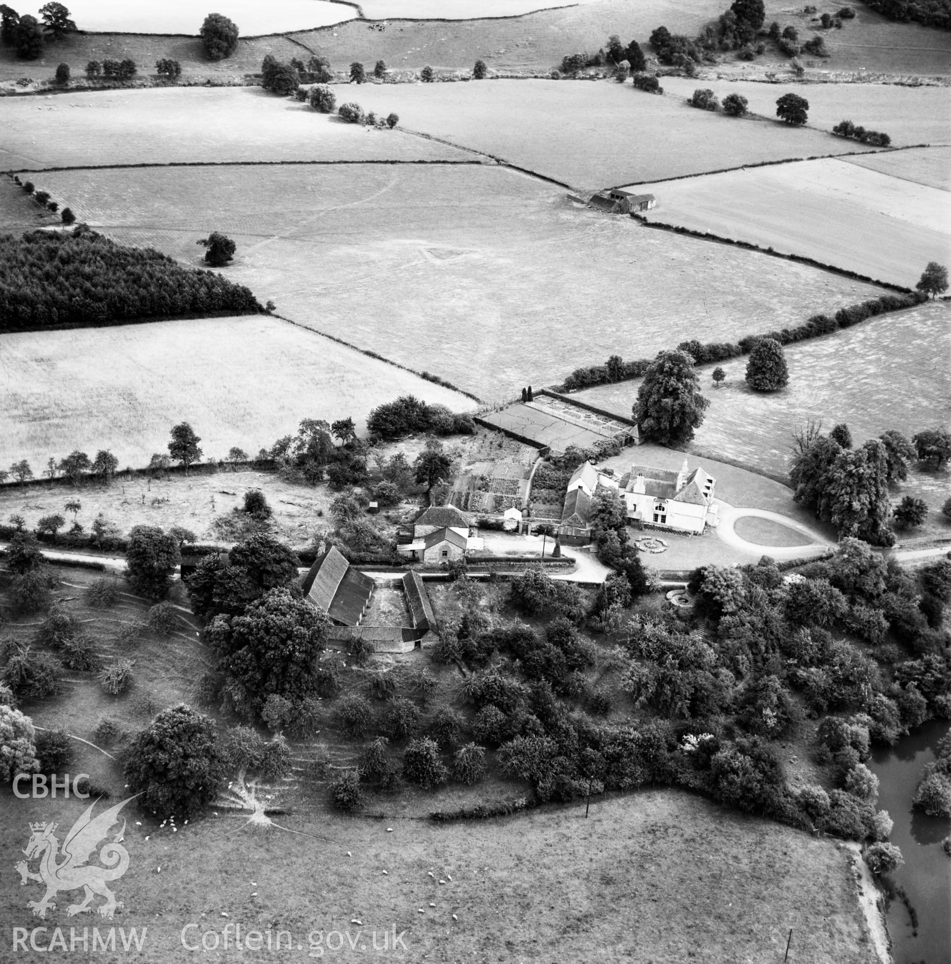 View of Rockfield Park and grounds, commissioned by D.H.Lloyd Esq., Bedford Cottage, Bury Road, Newmarket. Oblique aerial photograph, 5?" cut roll film.