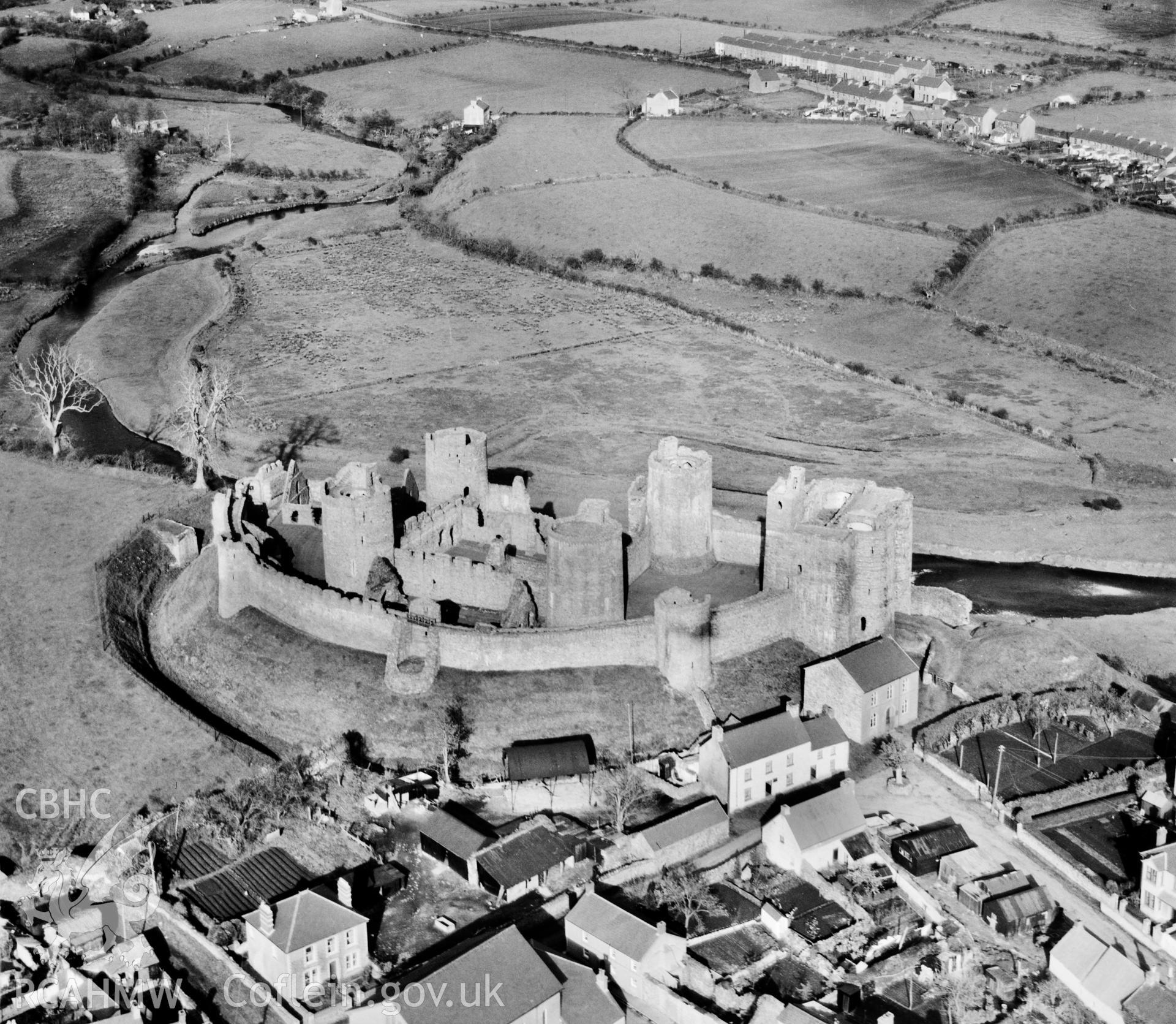 View of Kidwelly showing castle
