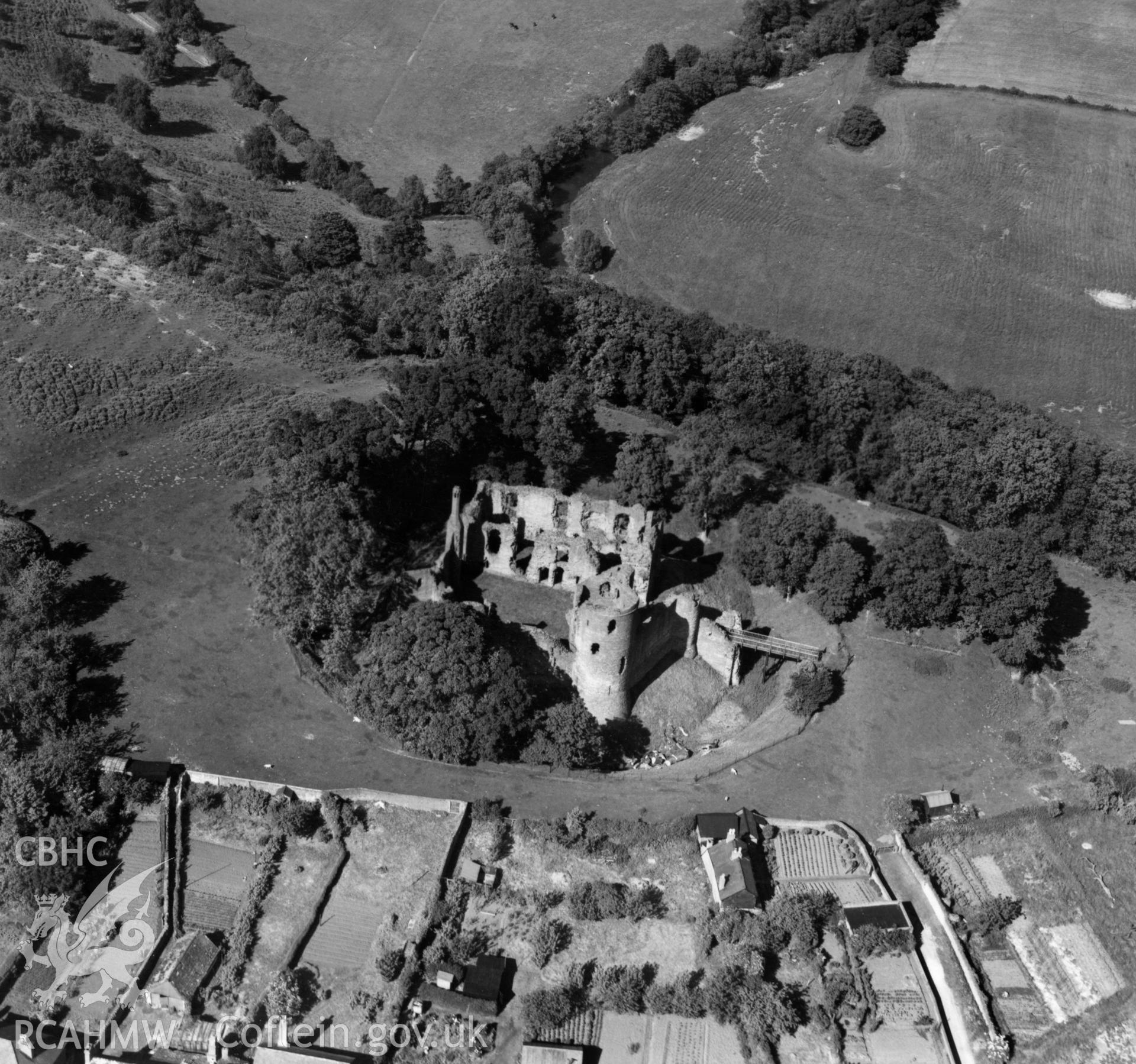 View of Grosmont Castle. Oblique aerial photograph, 5?" cut roll film.
