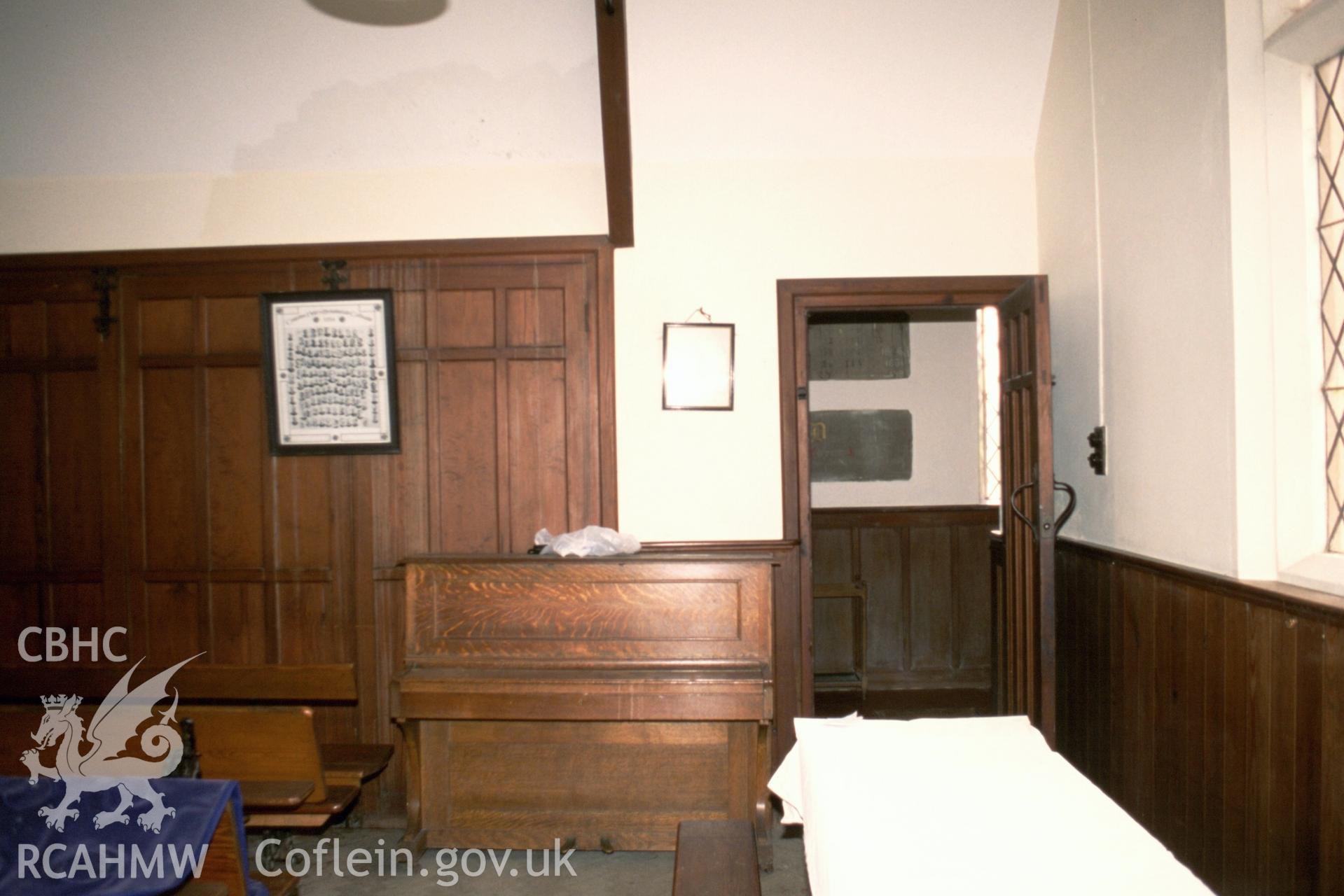 Interior, vestry, with view to porch