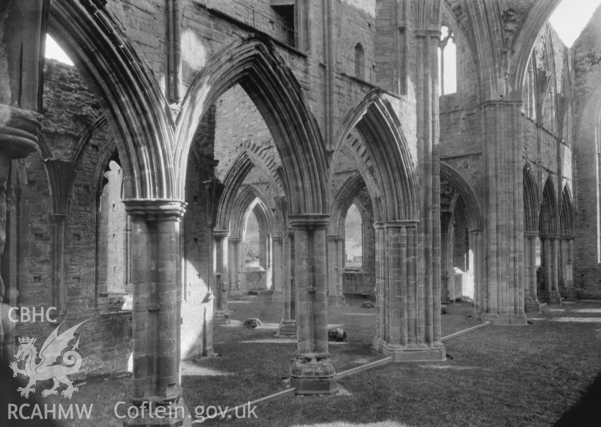 Digital copy of a photograph showing Tintern Abbey taken by F H Crossley, c.1948.
